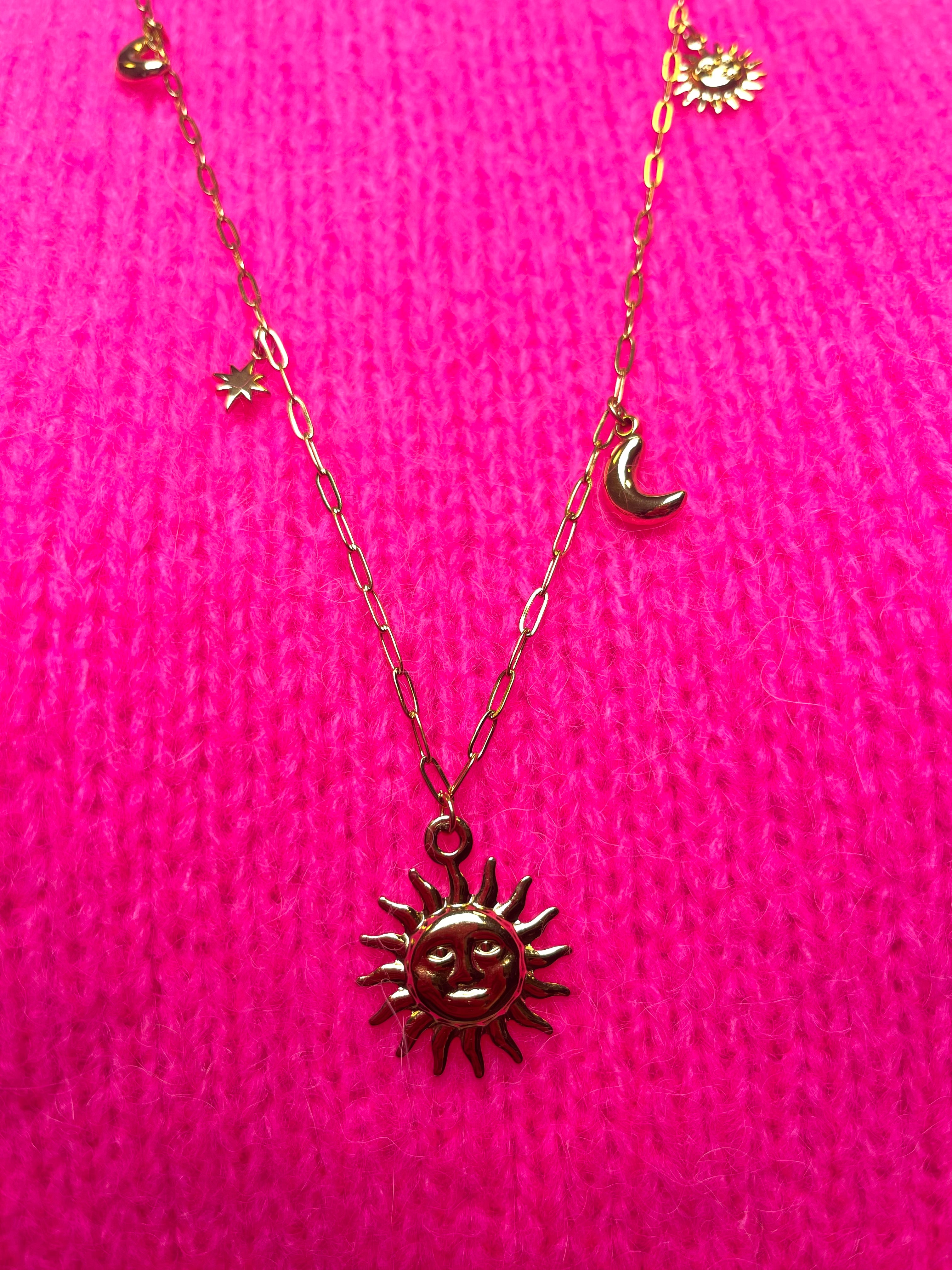 Ketting zon/ster/maan goud