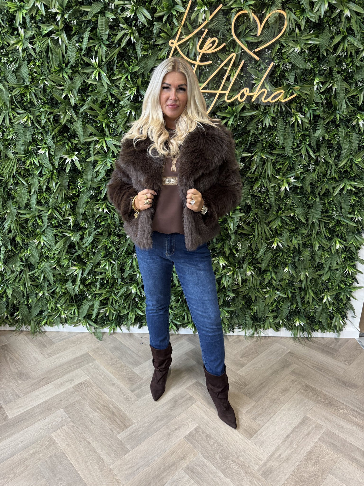 Fake fur jas bruin