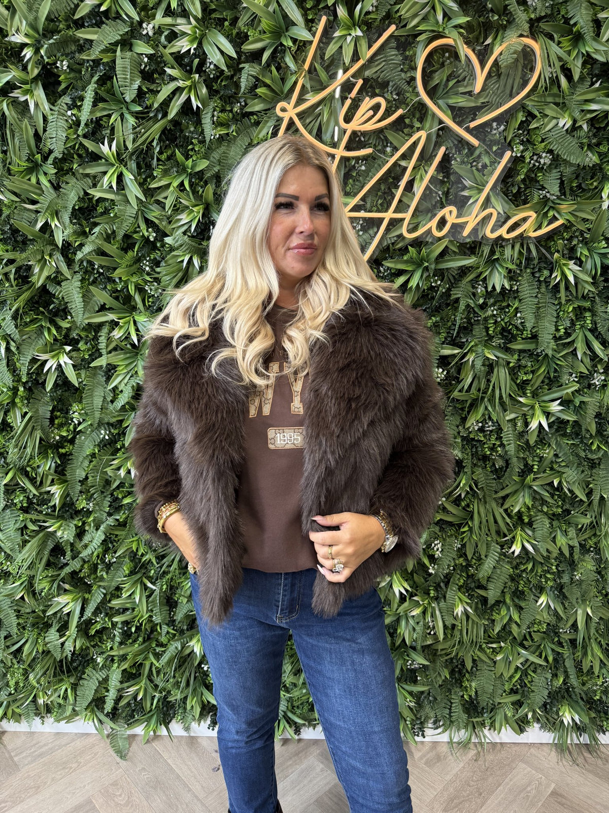 Fake fur jas bruin