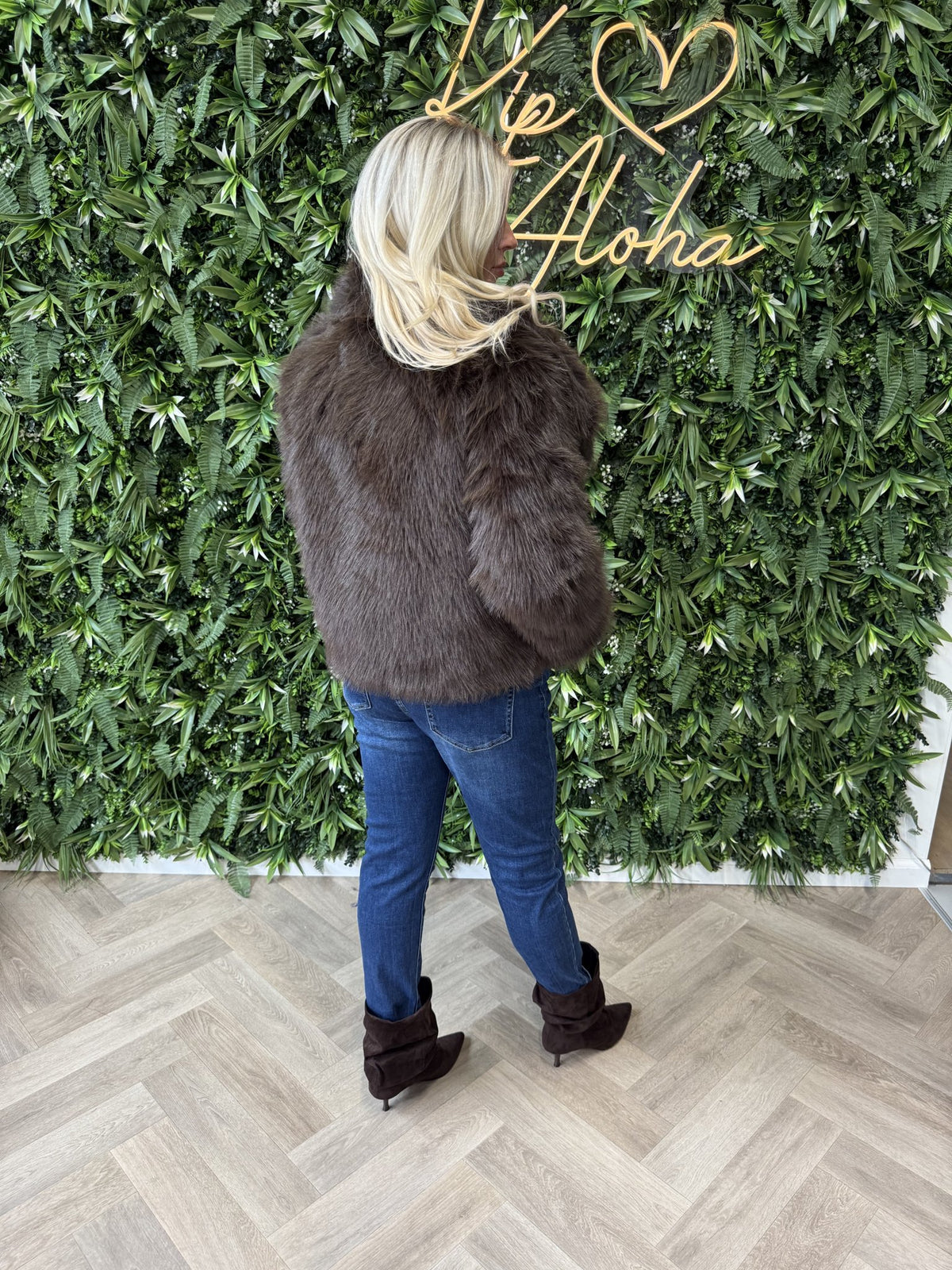 Fake fur jas bruin