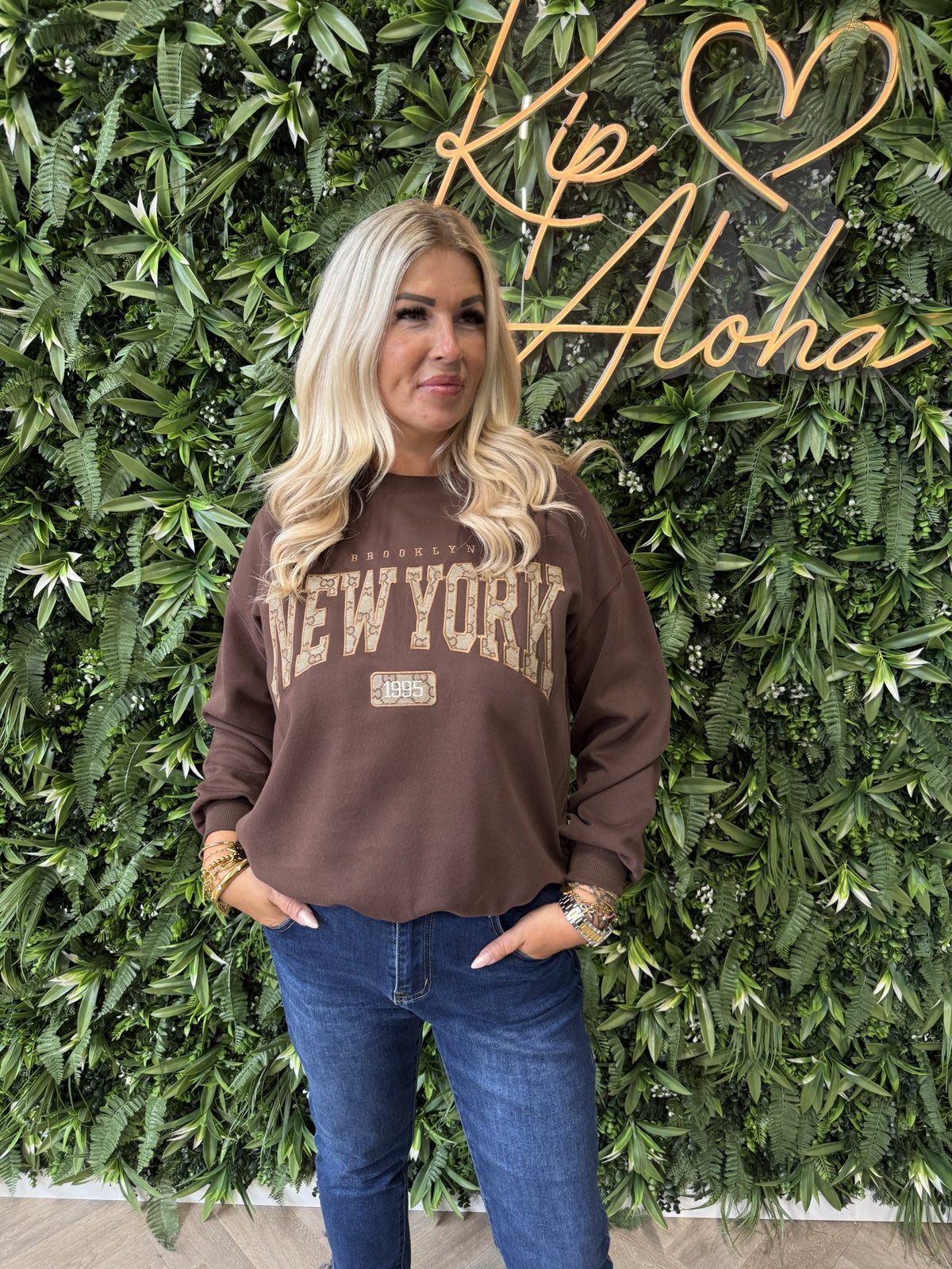 Trui new york donkerbruin