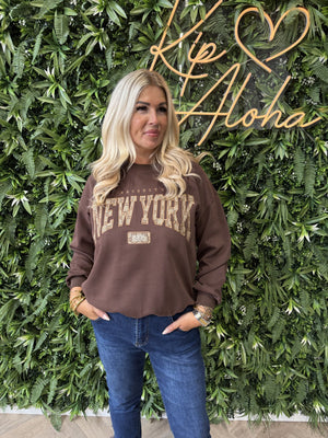 Trui new york donkerbruin