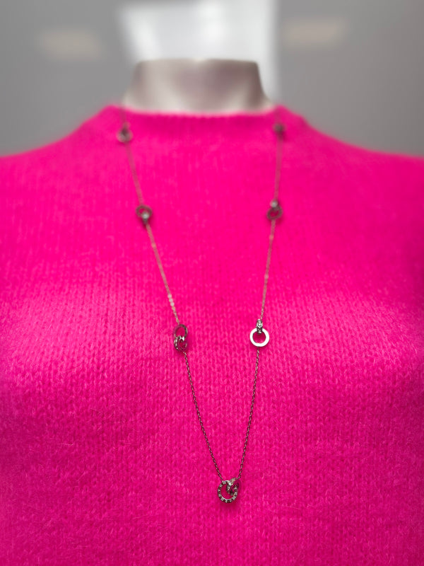 Ketting strass cirkels zilver