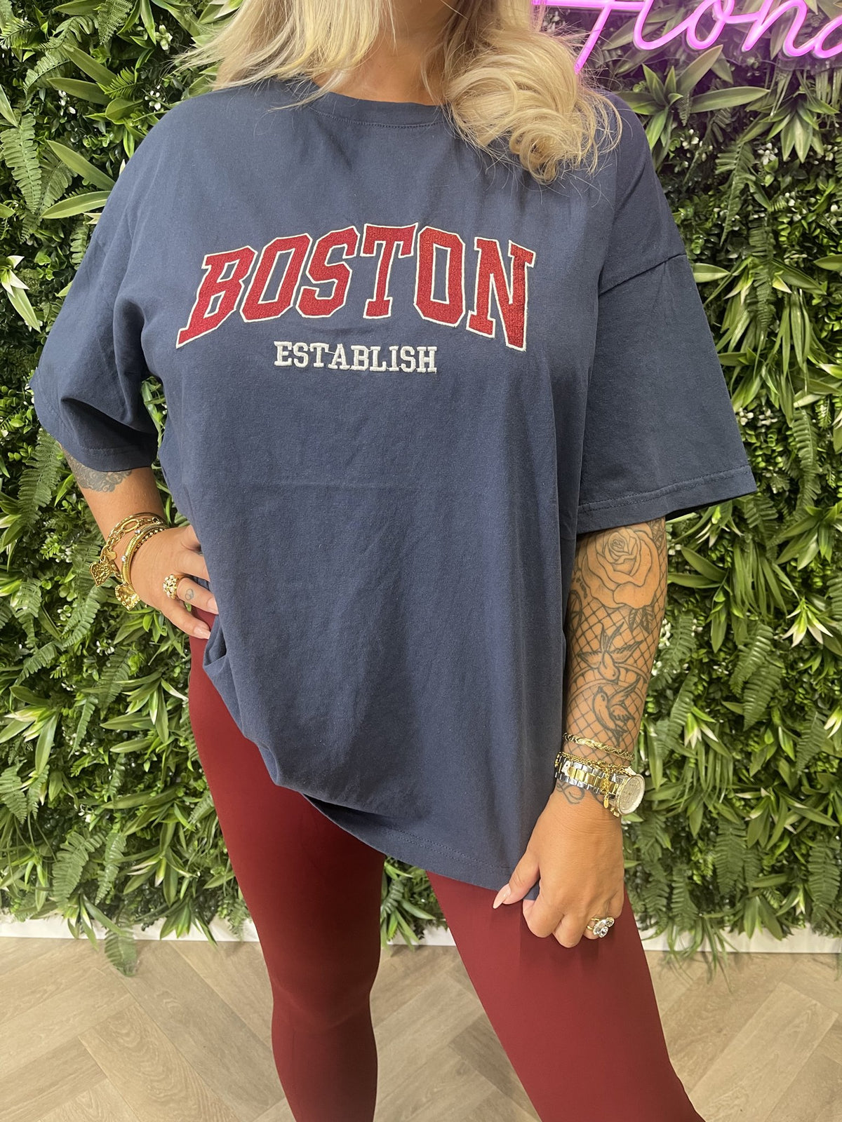 T-shirt Boston marineblauw