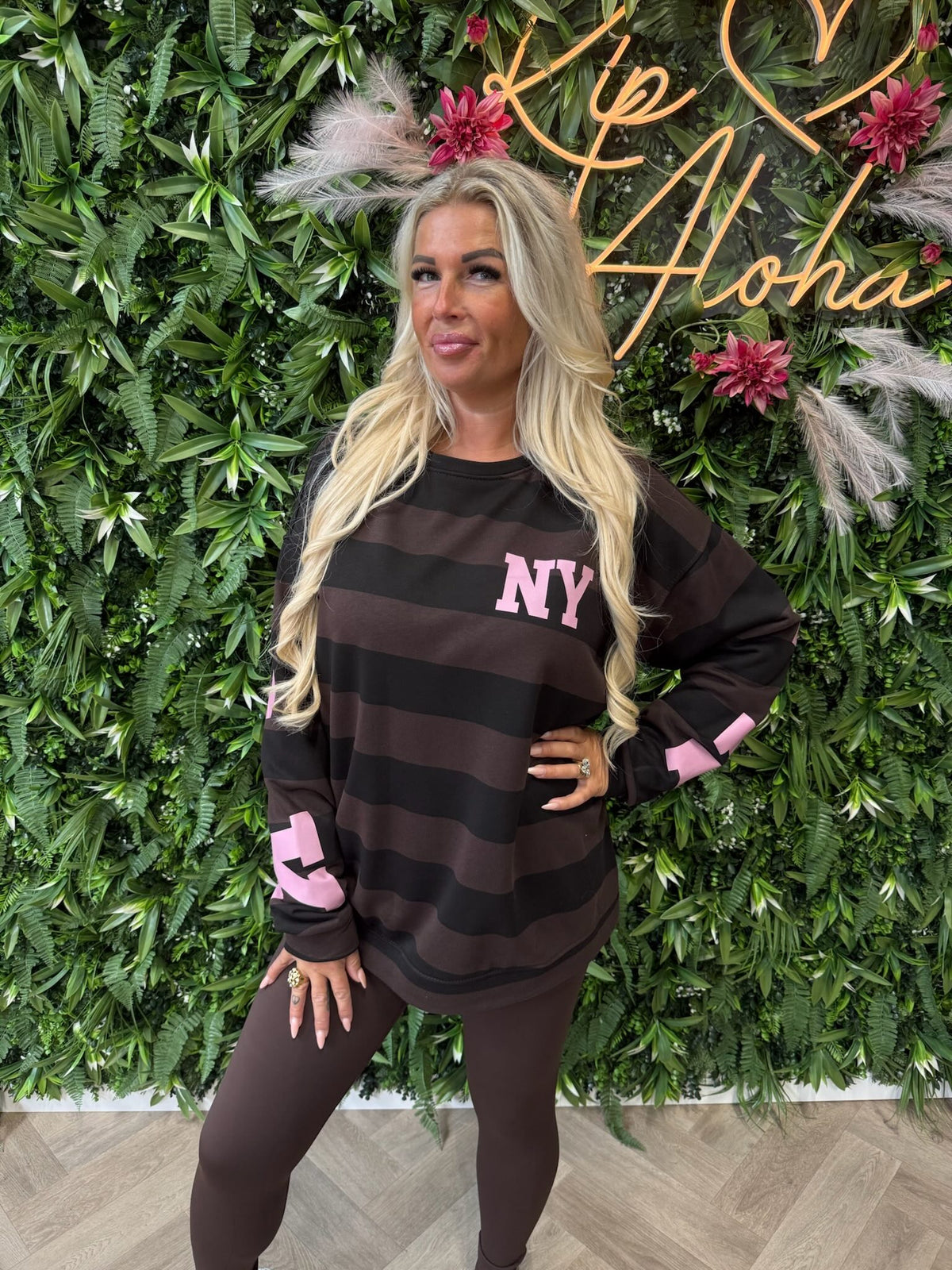 Sweater NewYork strepen zwart