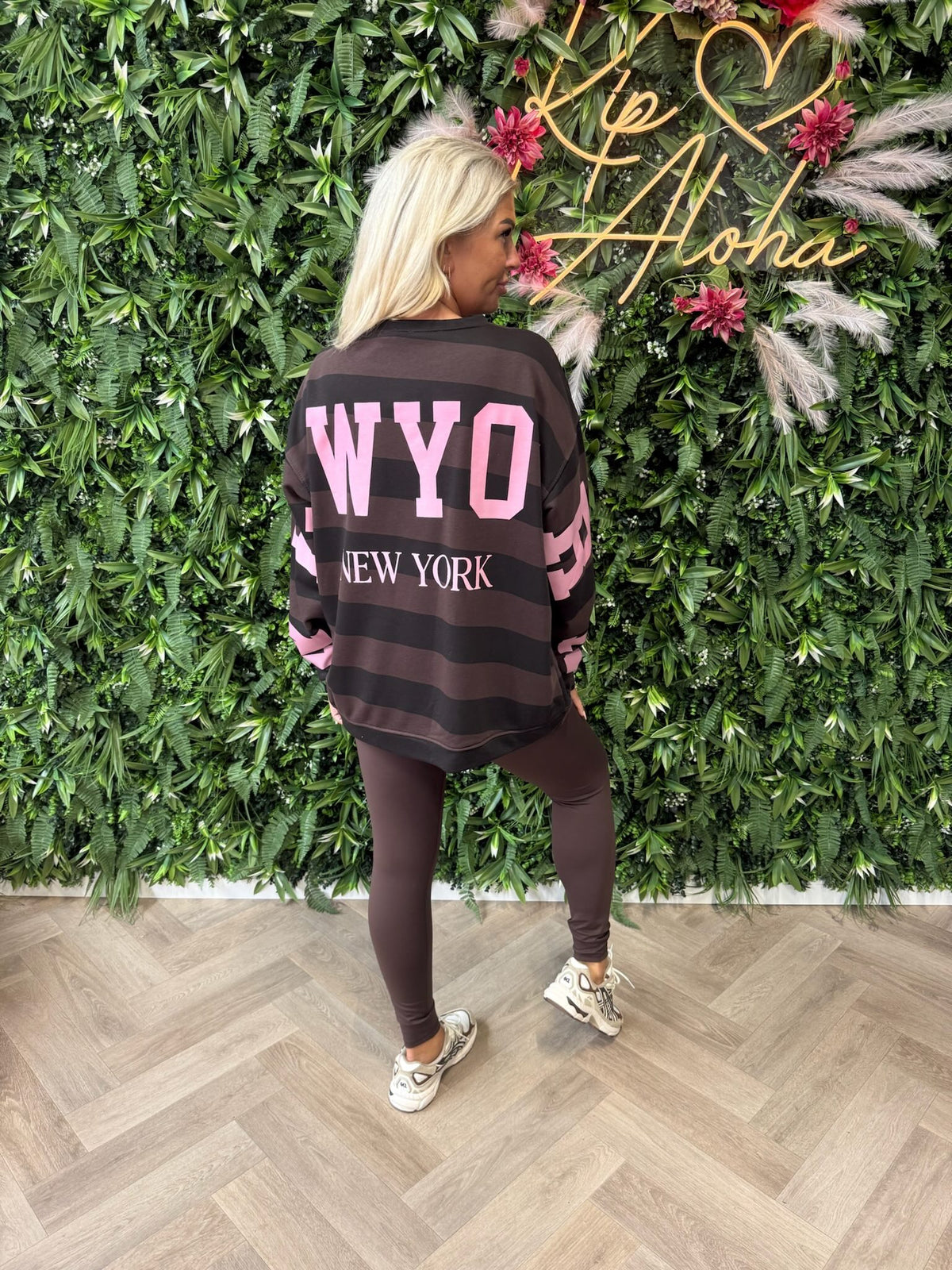 Sweater NewYork strepen zwart