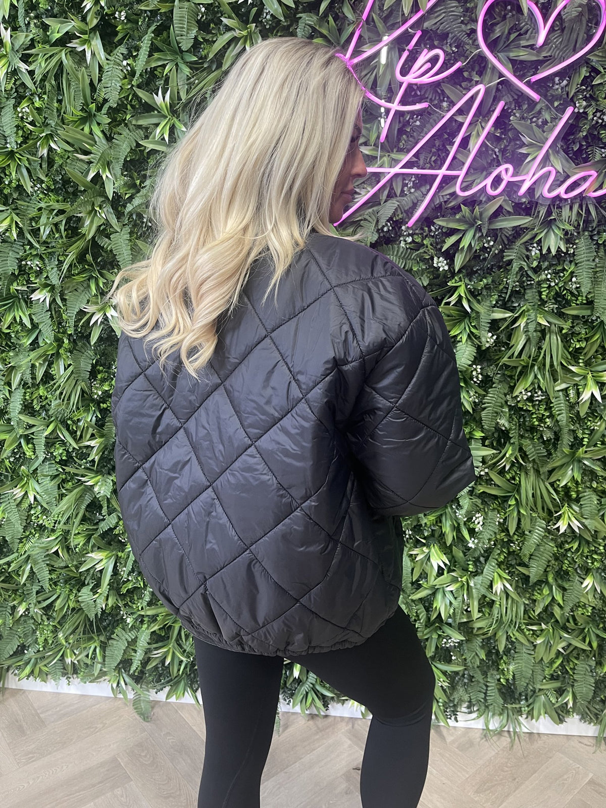Puffer jas uni zwart