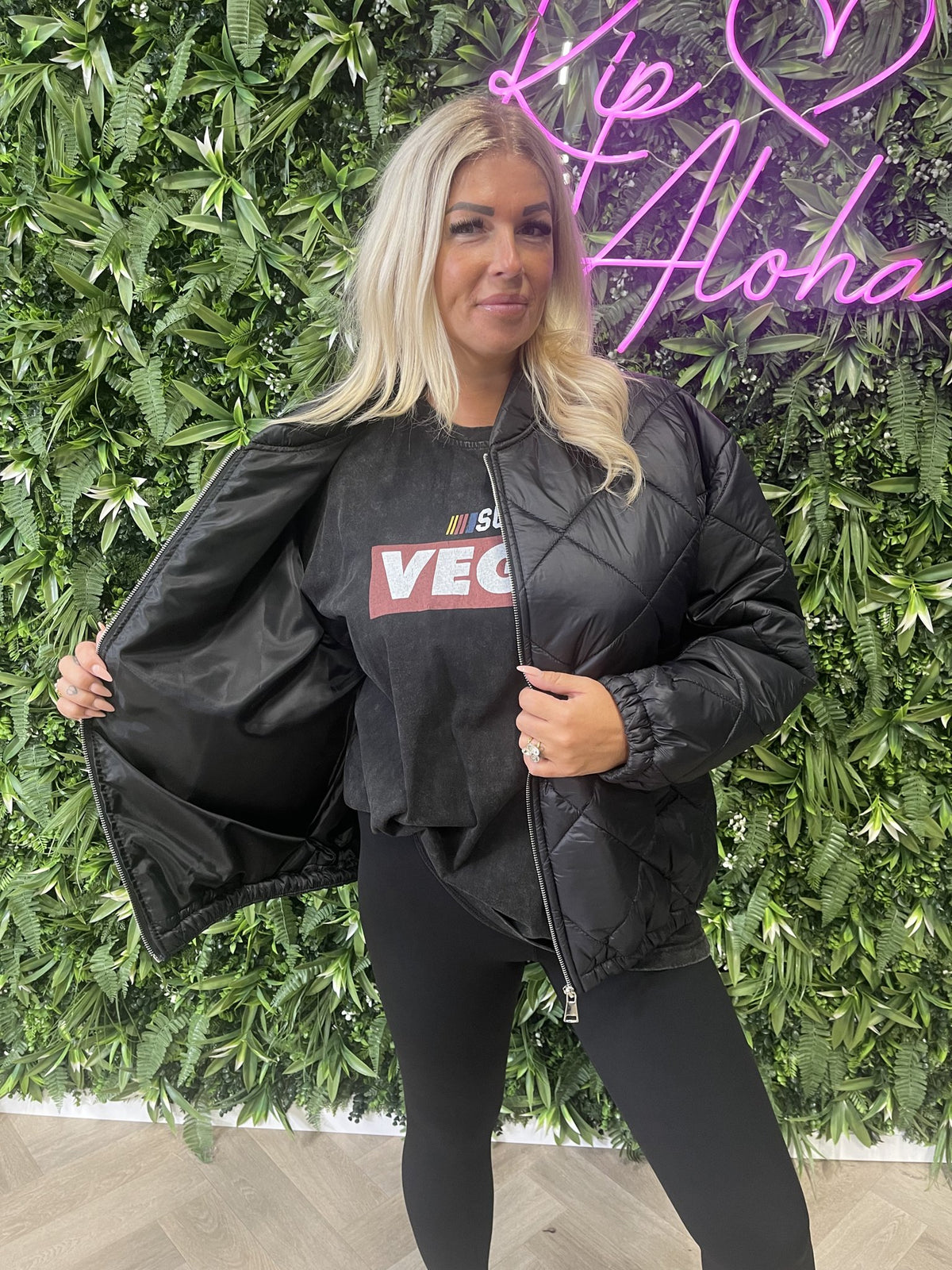 Puffer jas uni zwart