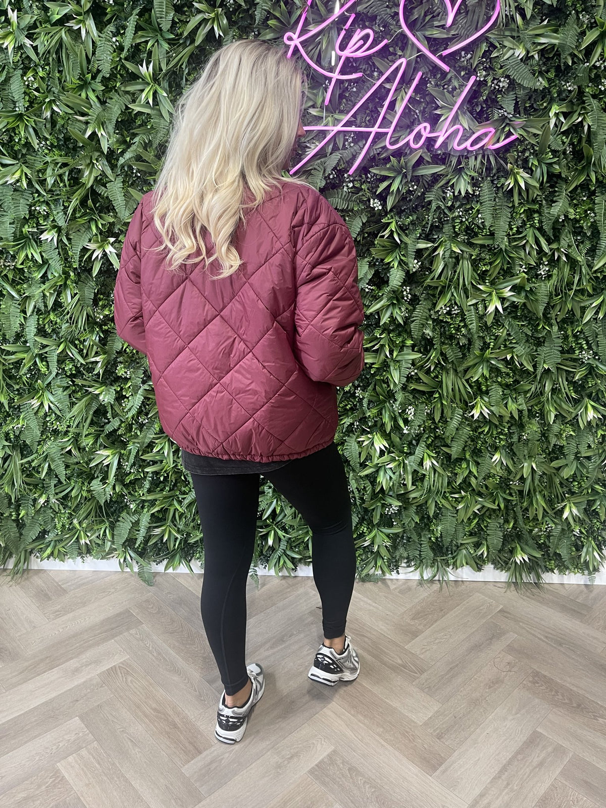 Puffer jas uni bordeaux