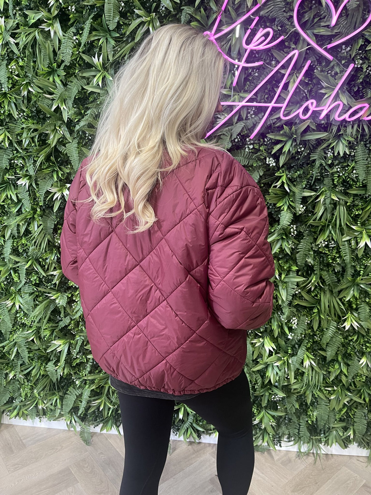 Puffer jas uni bordeaux