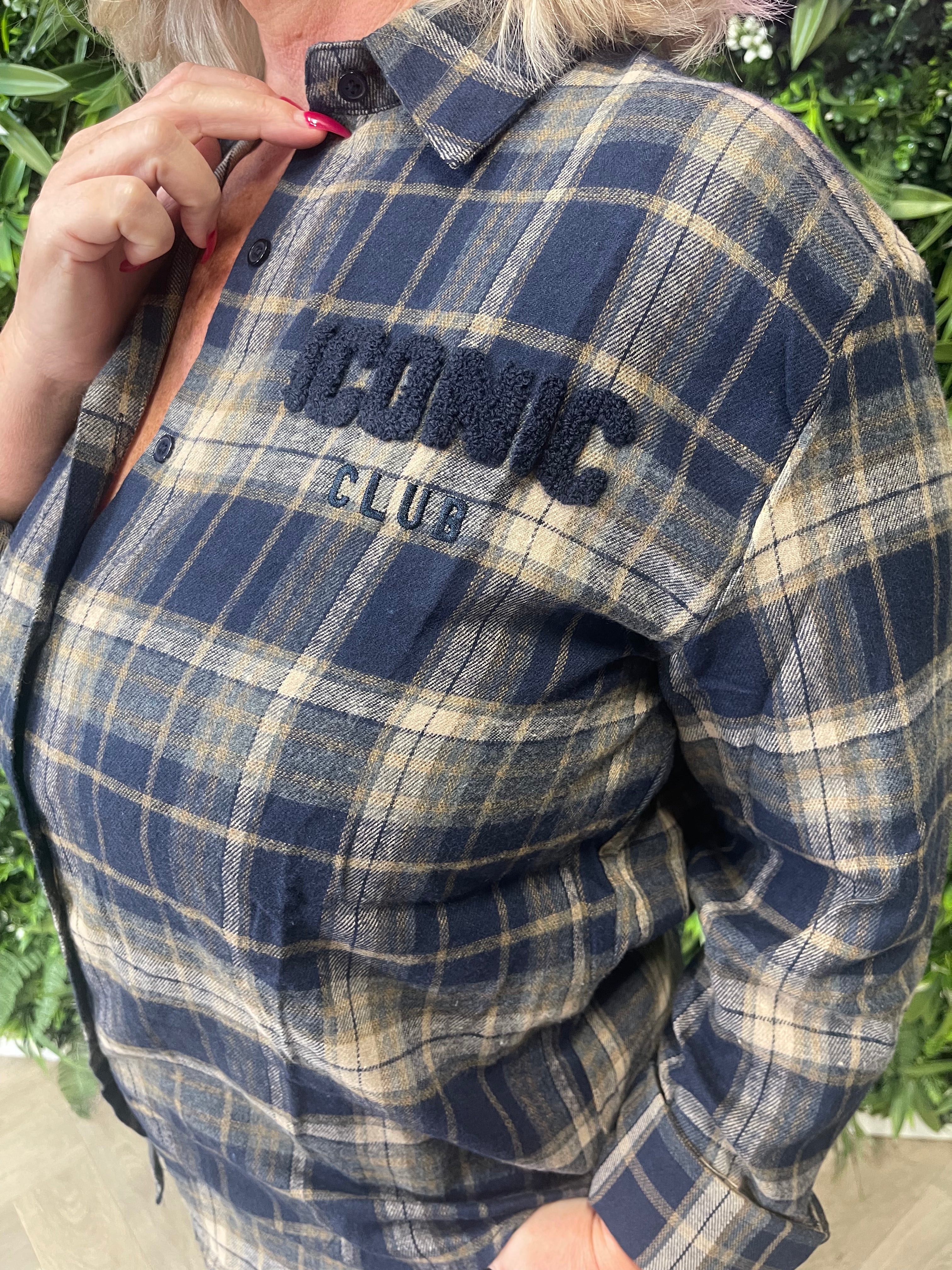 Geruite blouse iconic donkerblauw