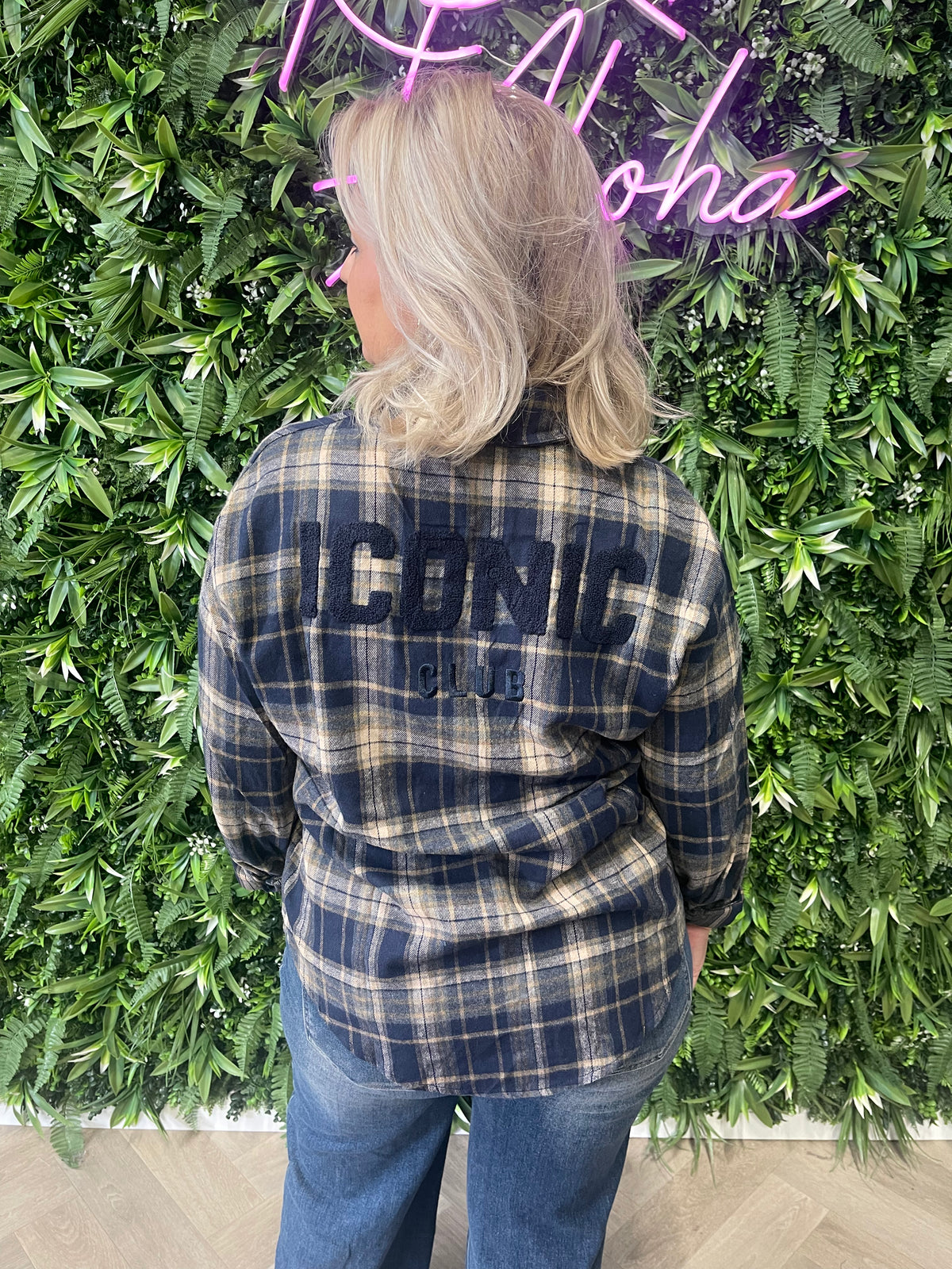 Geruite blouse iconic donkerblauw