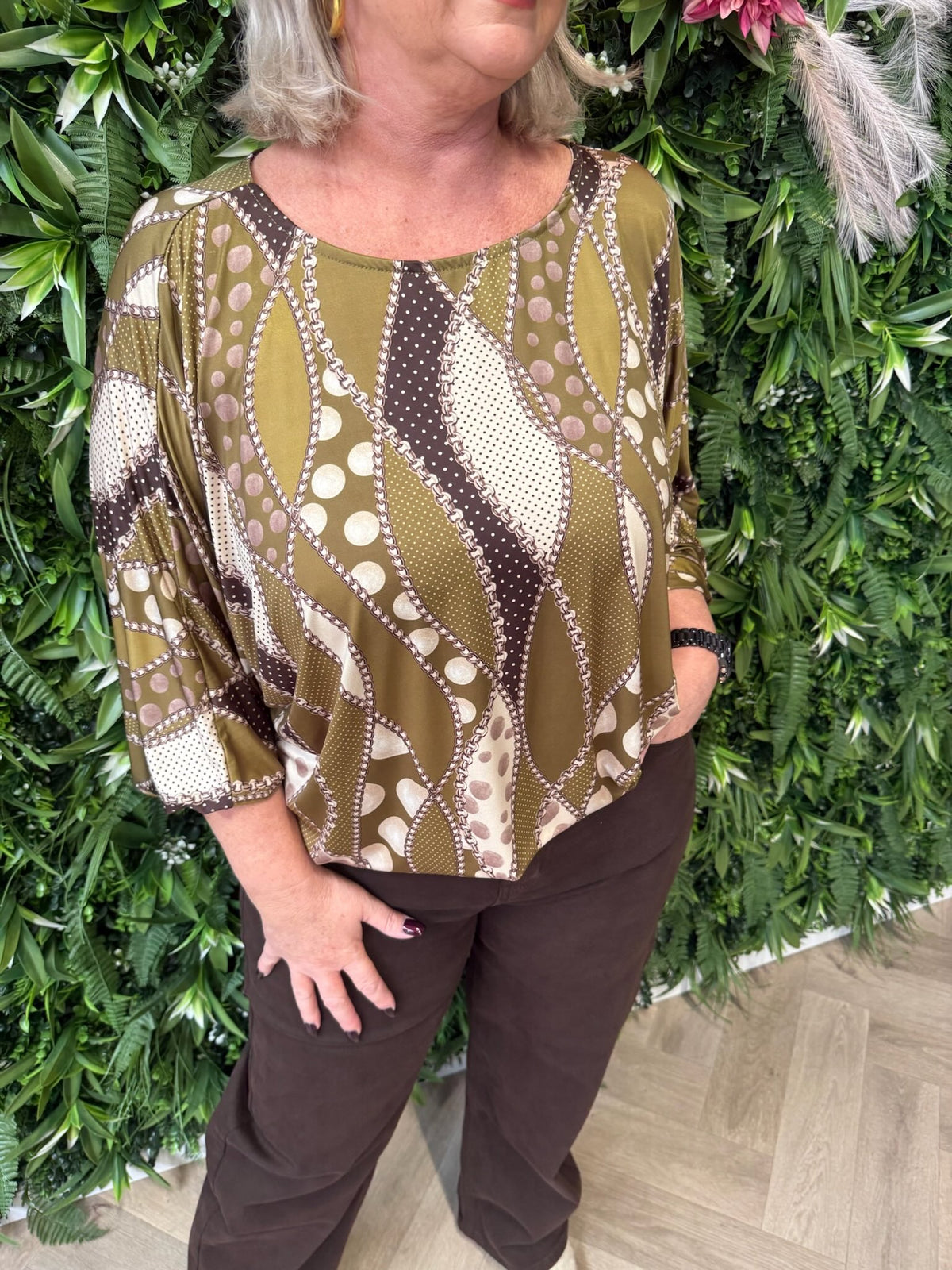 Ballon top print lime