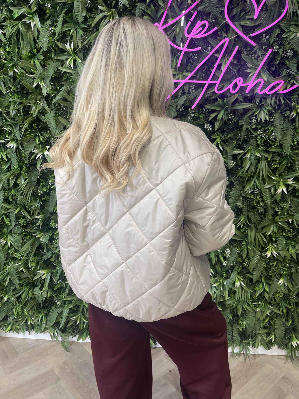Puffer jas uni beige