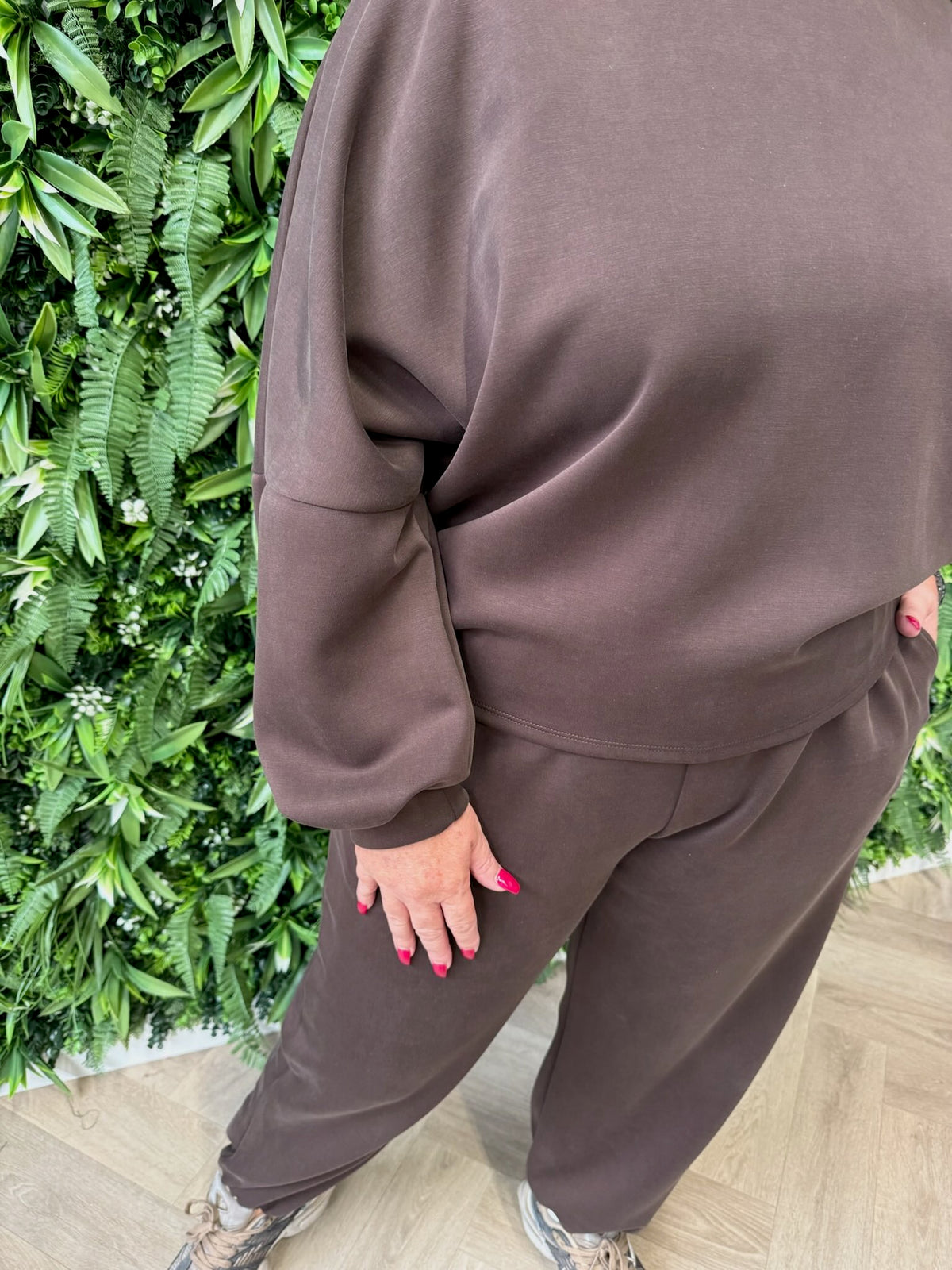 Tweedelig joggingspak comfy donkerbruin