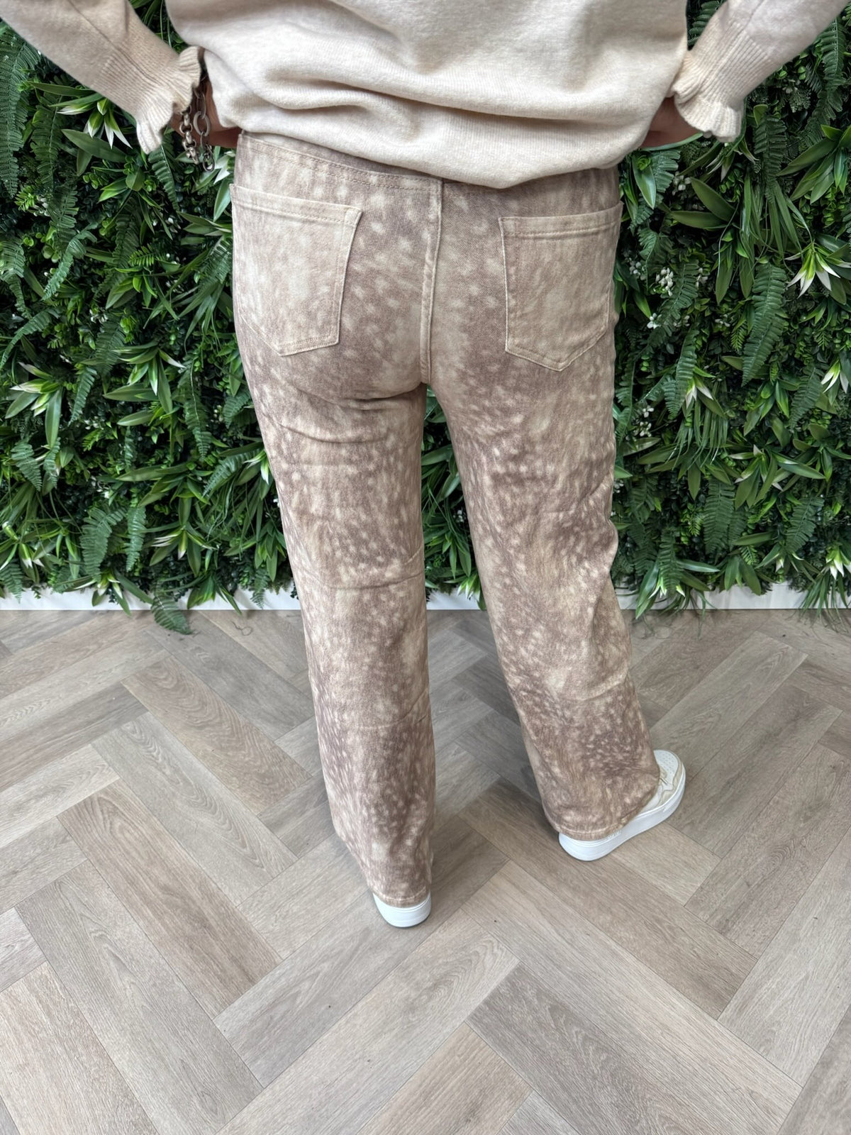 G-smack jeans wide leg bambi print beige