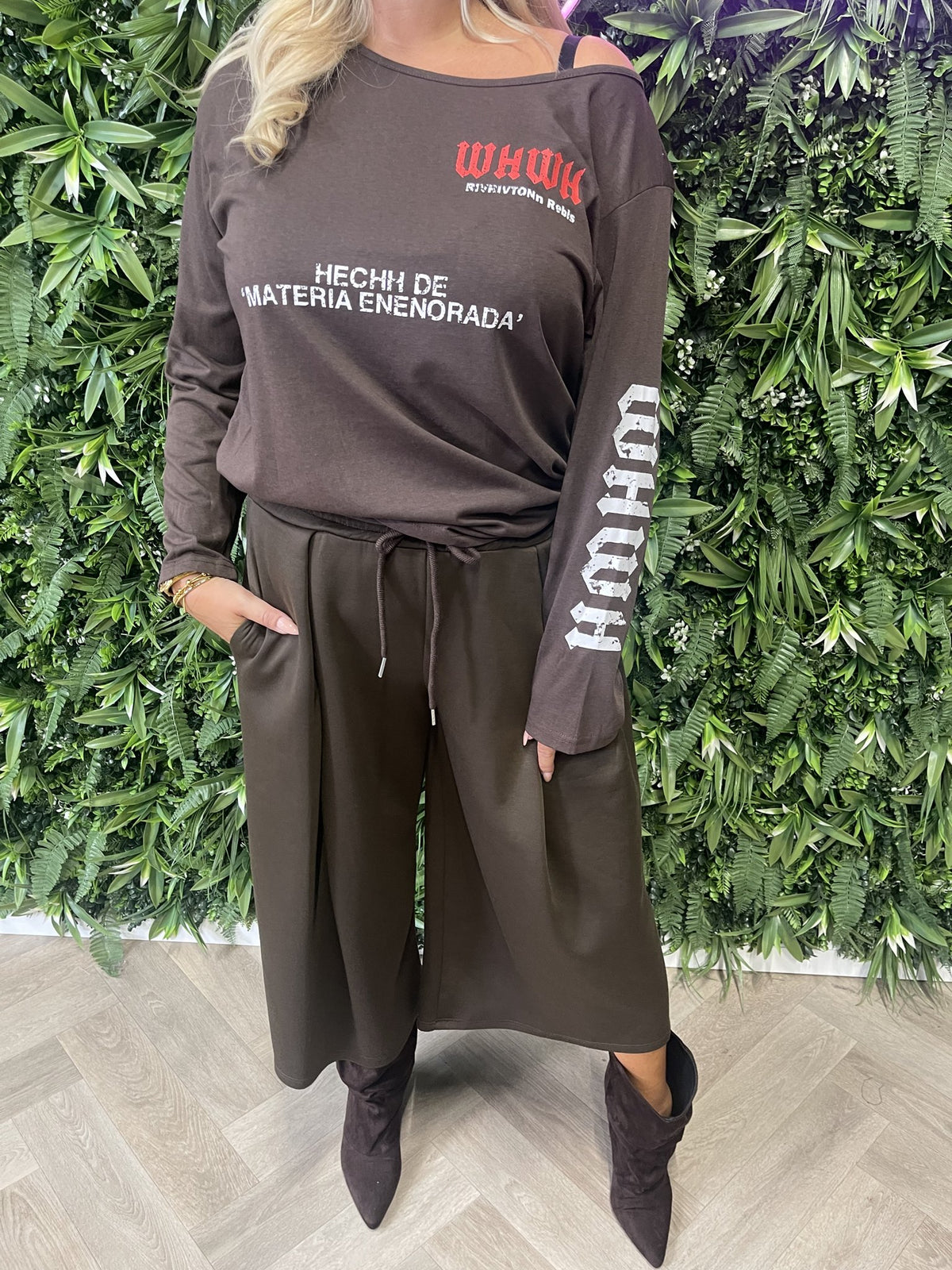 Shirt lange mouwen WHWH donkerbruin