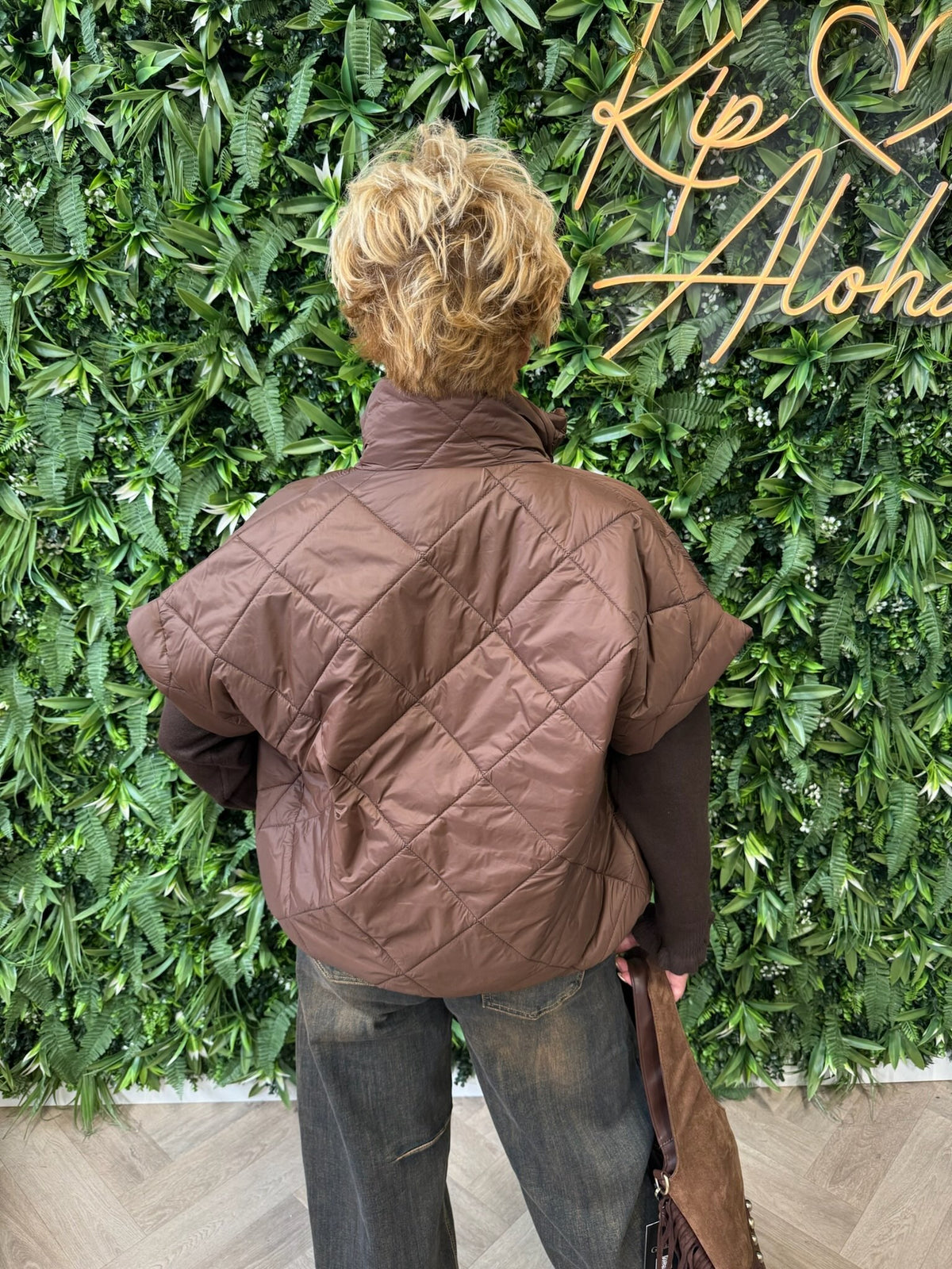 Bodywarmer ruitpatroon bruin