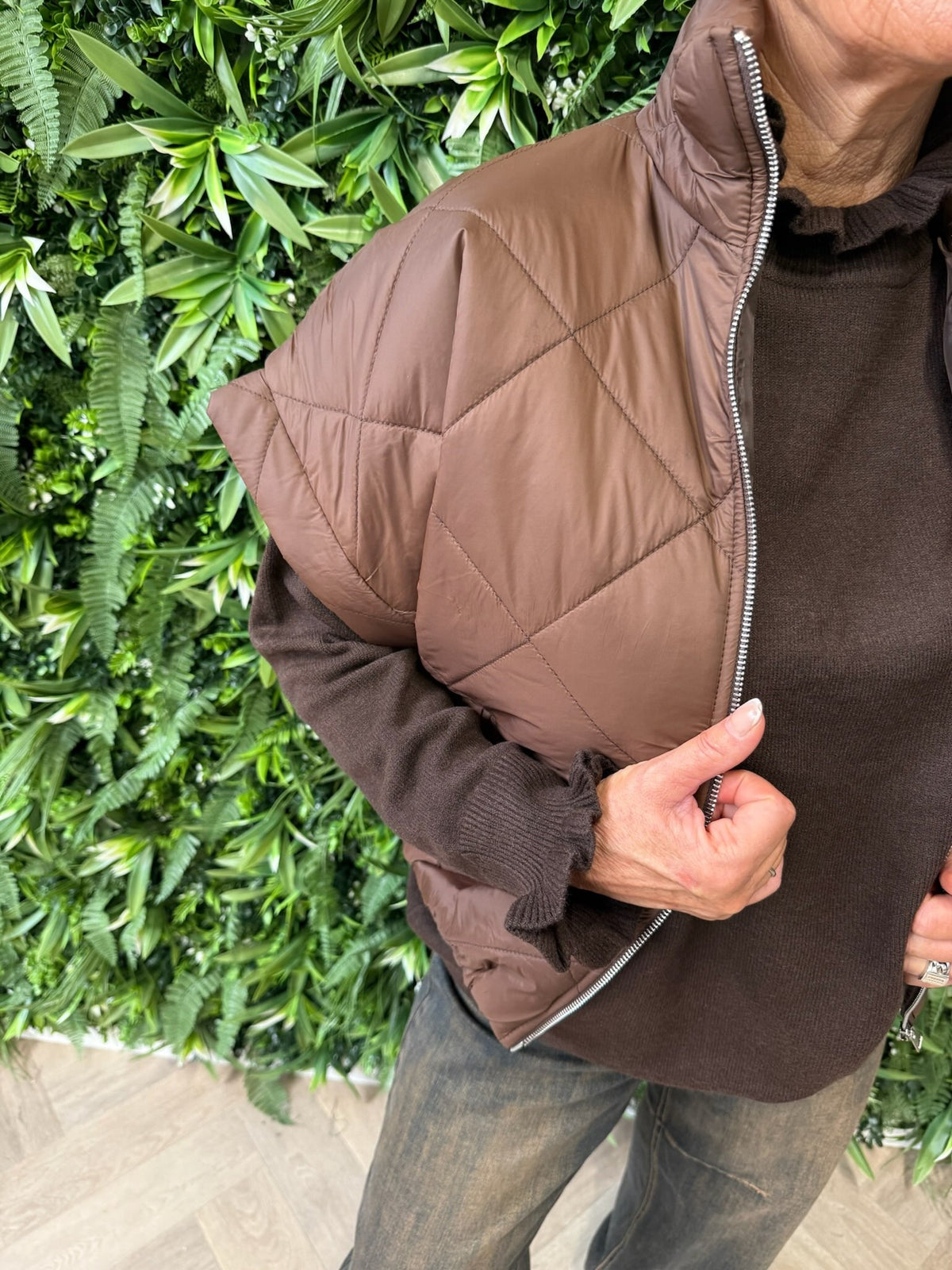 Bodywarmer ruitpatroon bruin