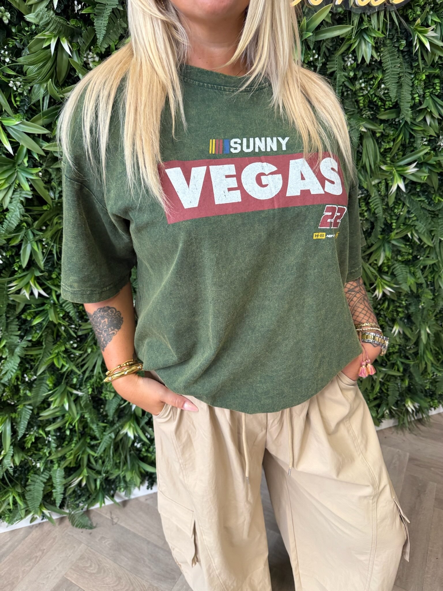 T-shirt washing sunny vegas groen
