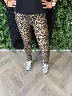 Legging panterprint bruin
