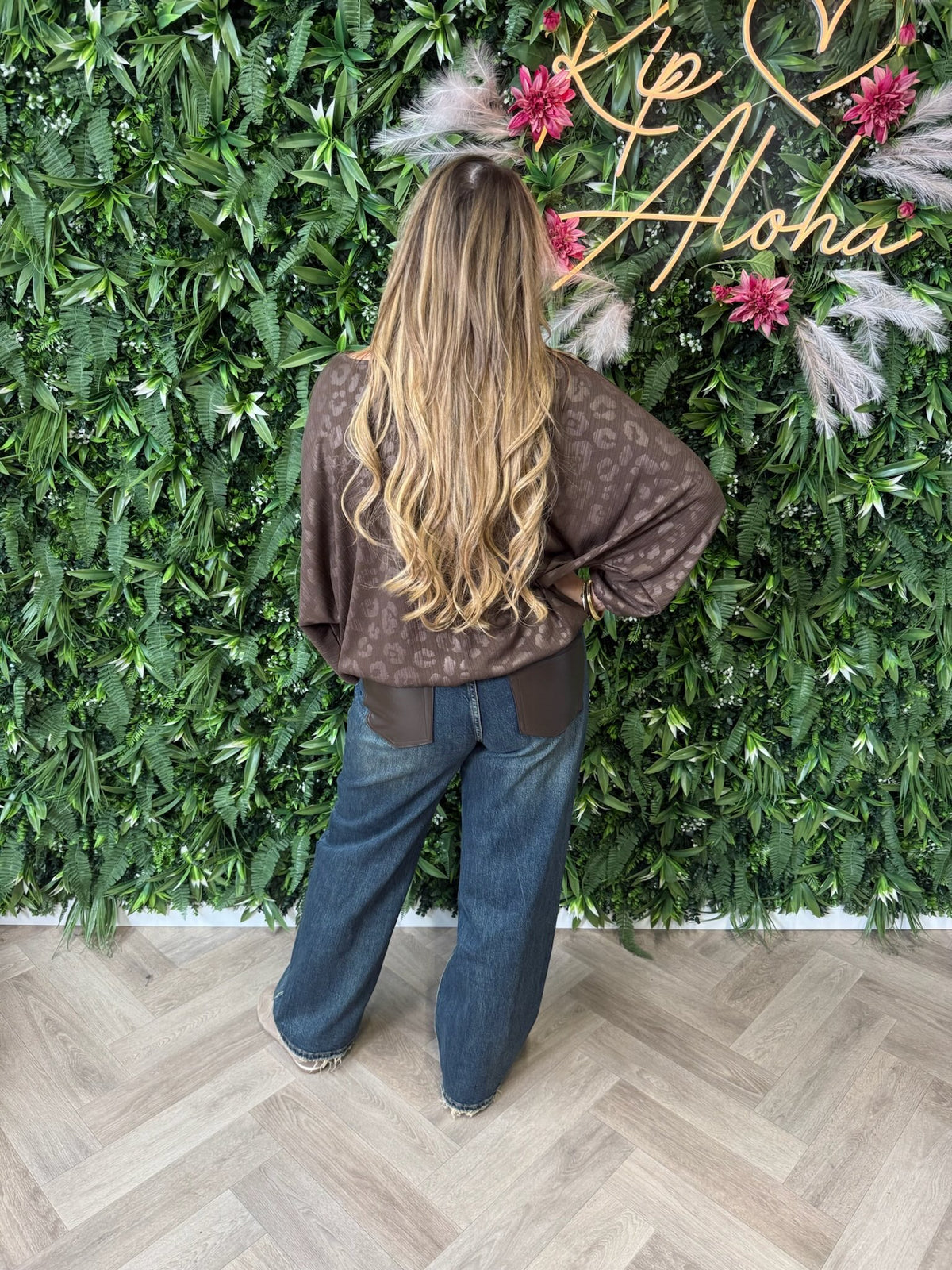 Vleermuis top panterprint donkerbruin