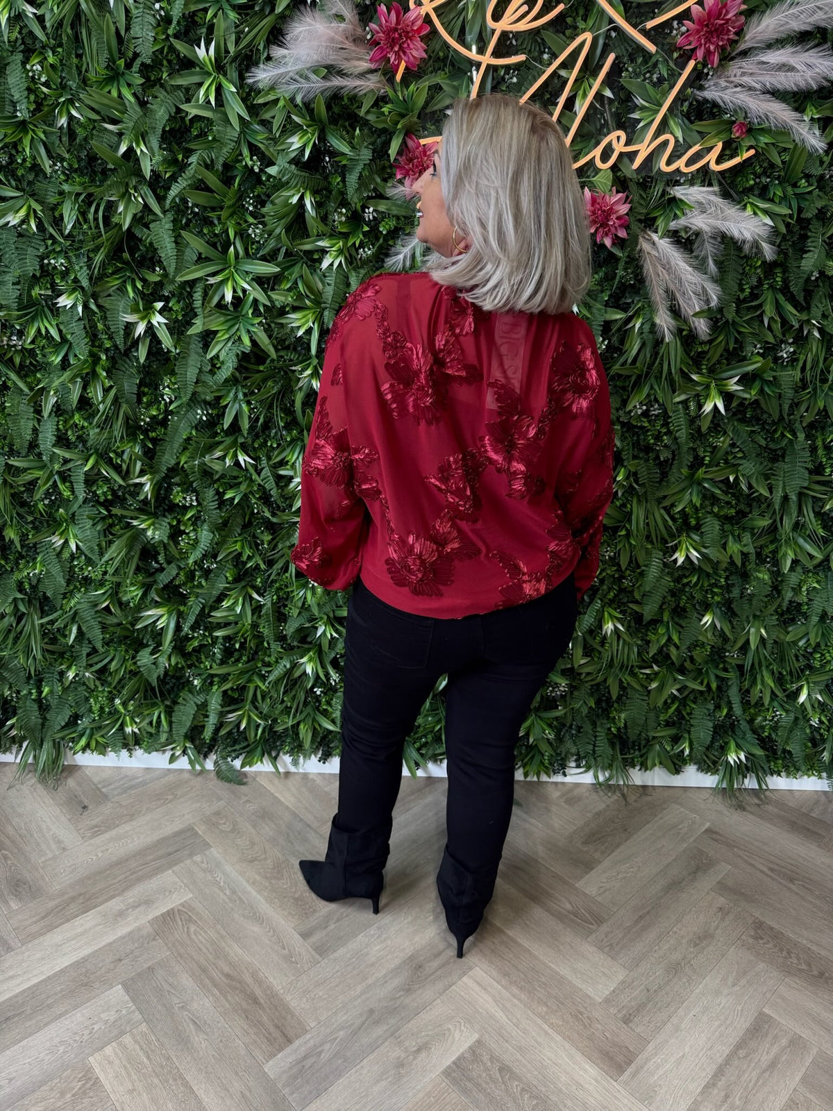 Blouse met bloemenmotief rood