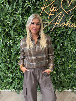 Geruite blouse iconic bruin