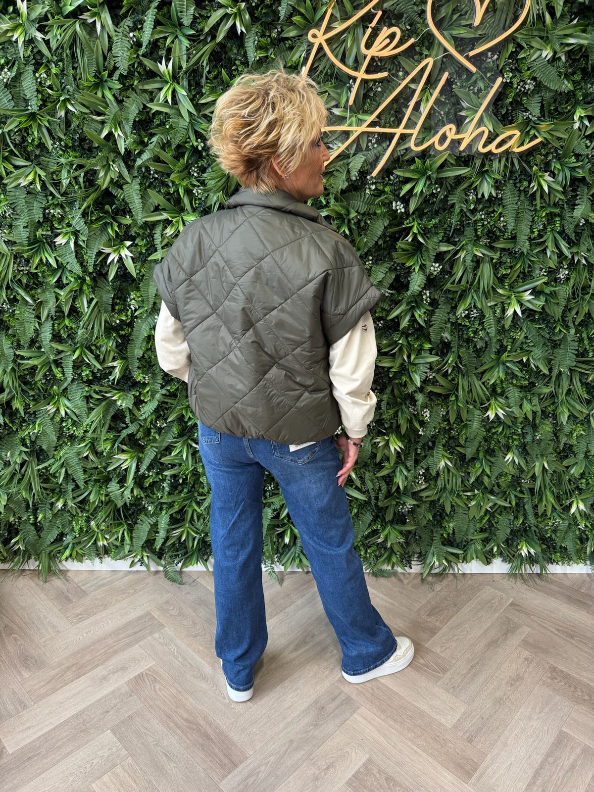 Bodywarmer ruitpatroon legergroen