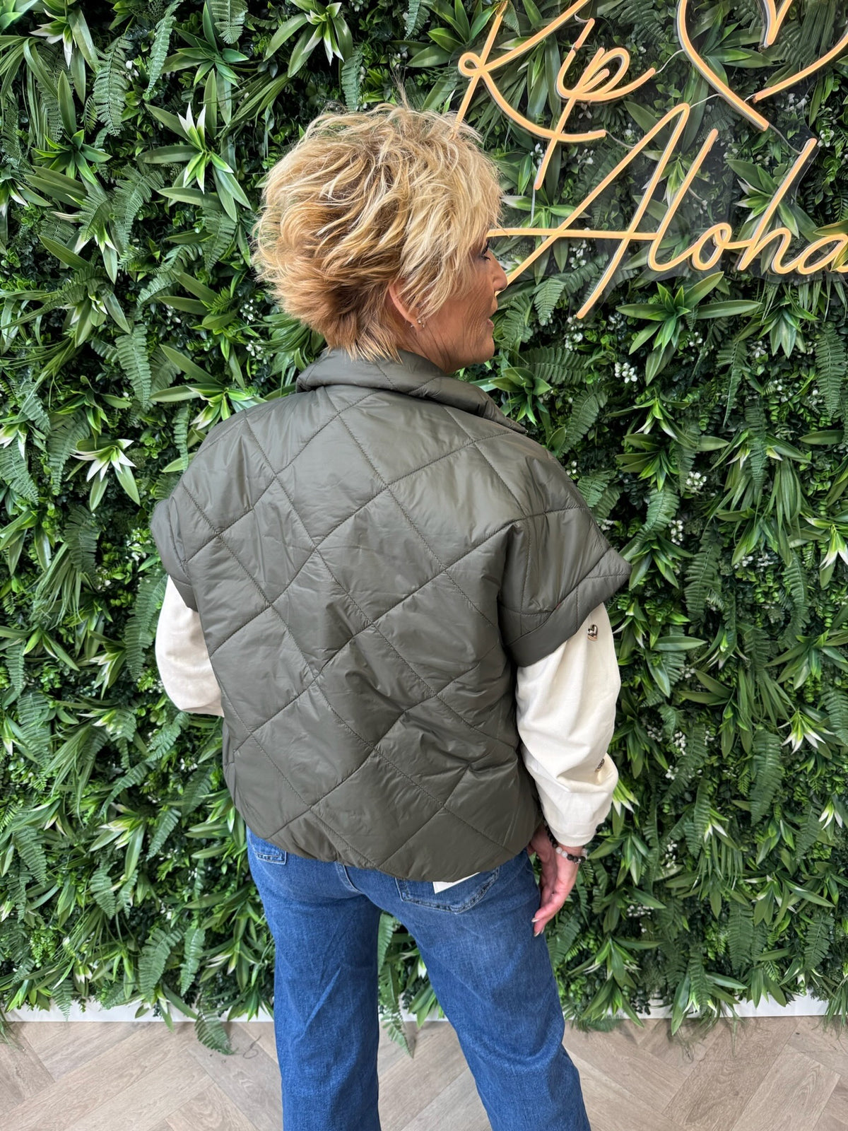 Bodywarmer ruitpatroon legergroen