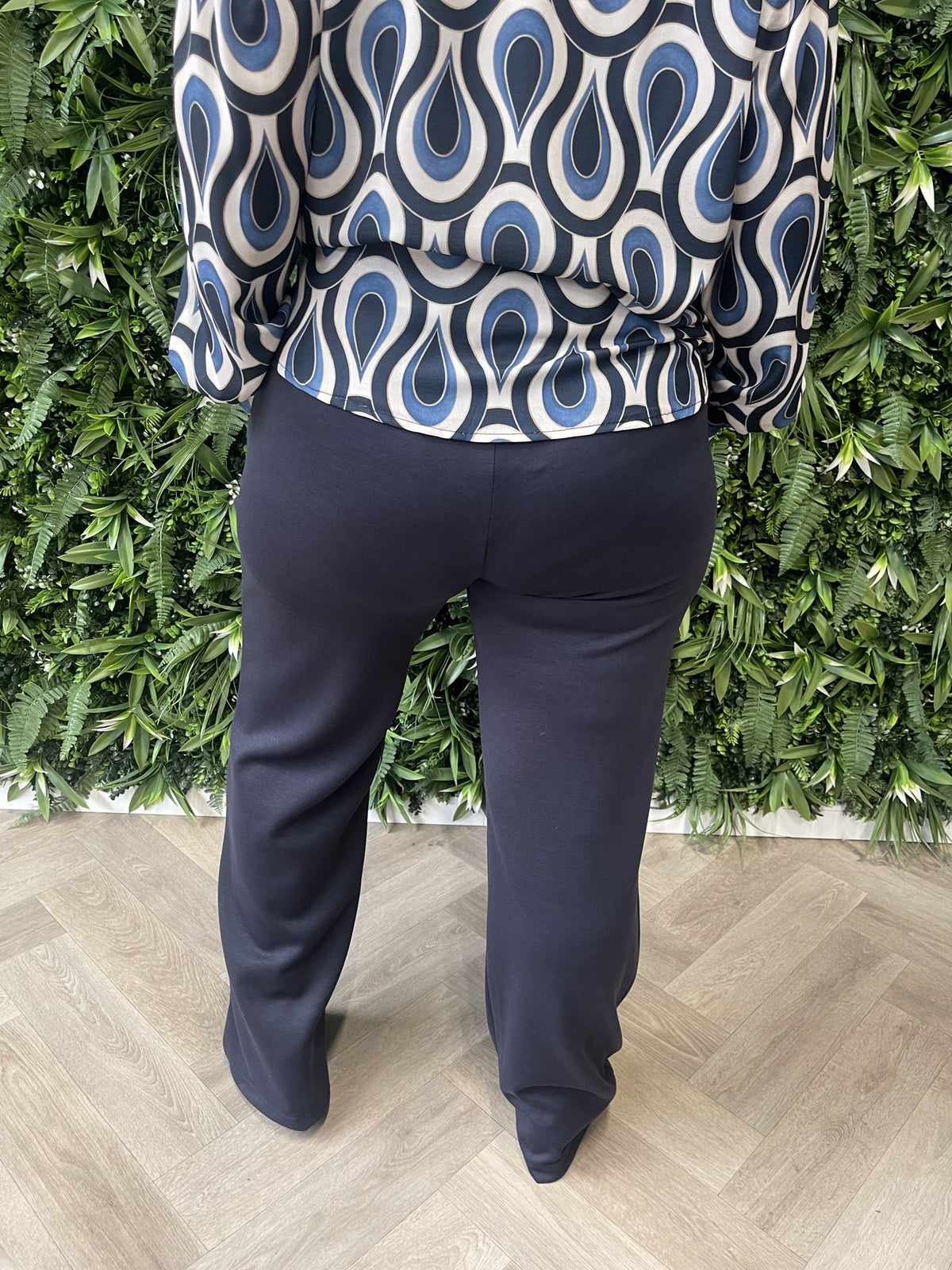 Wijde broek met naad marineblauw