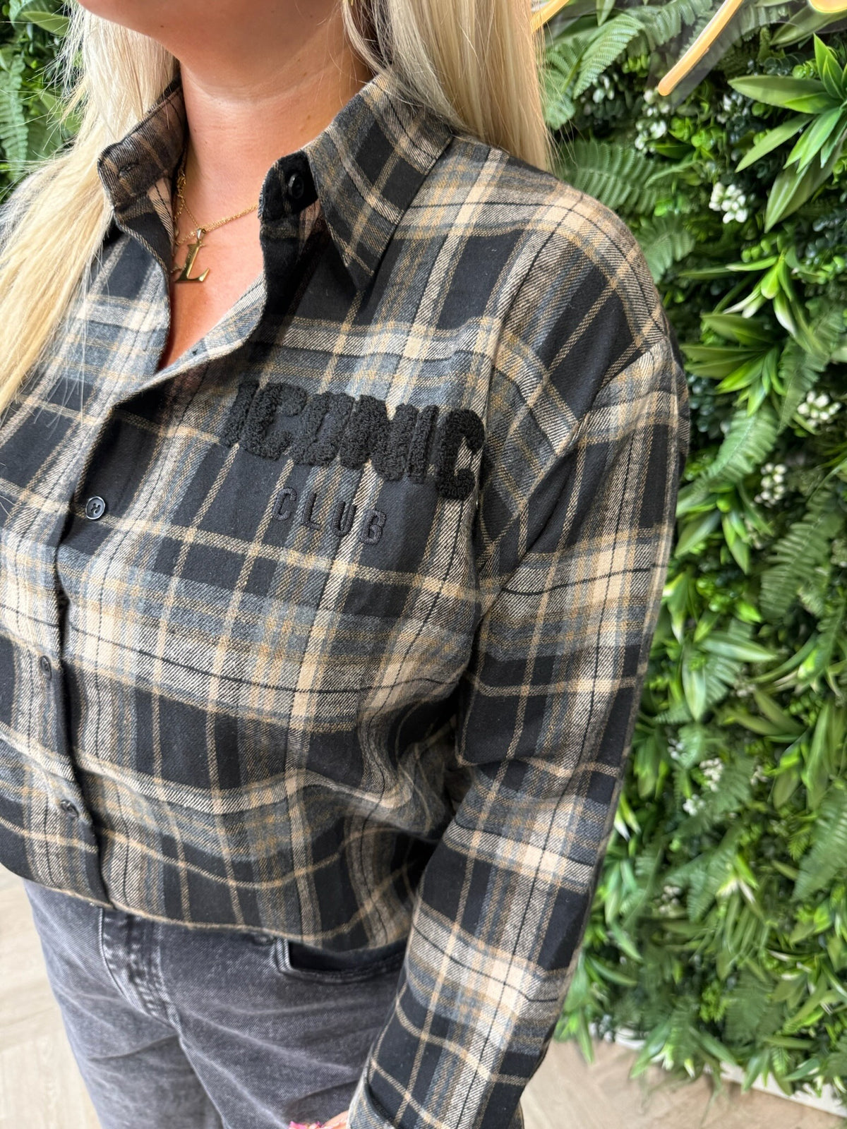 Geruite blouse iconic zwart