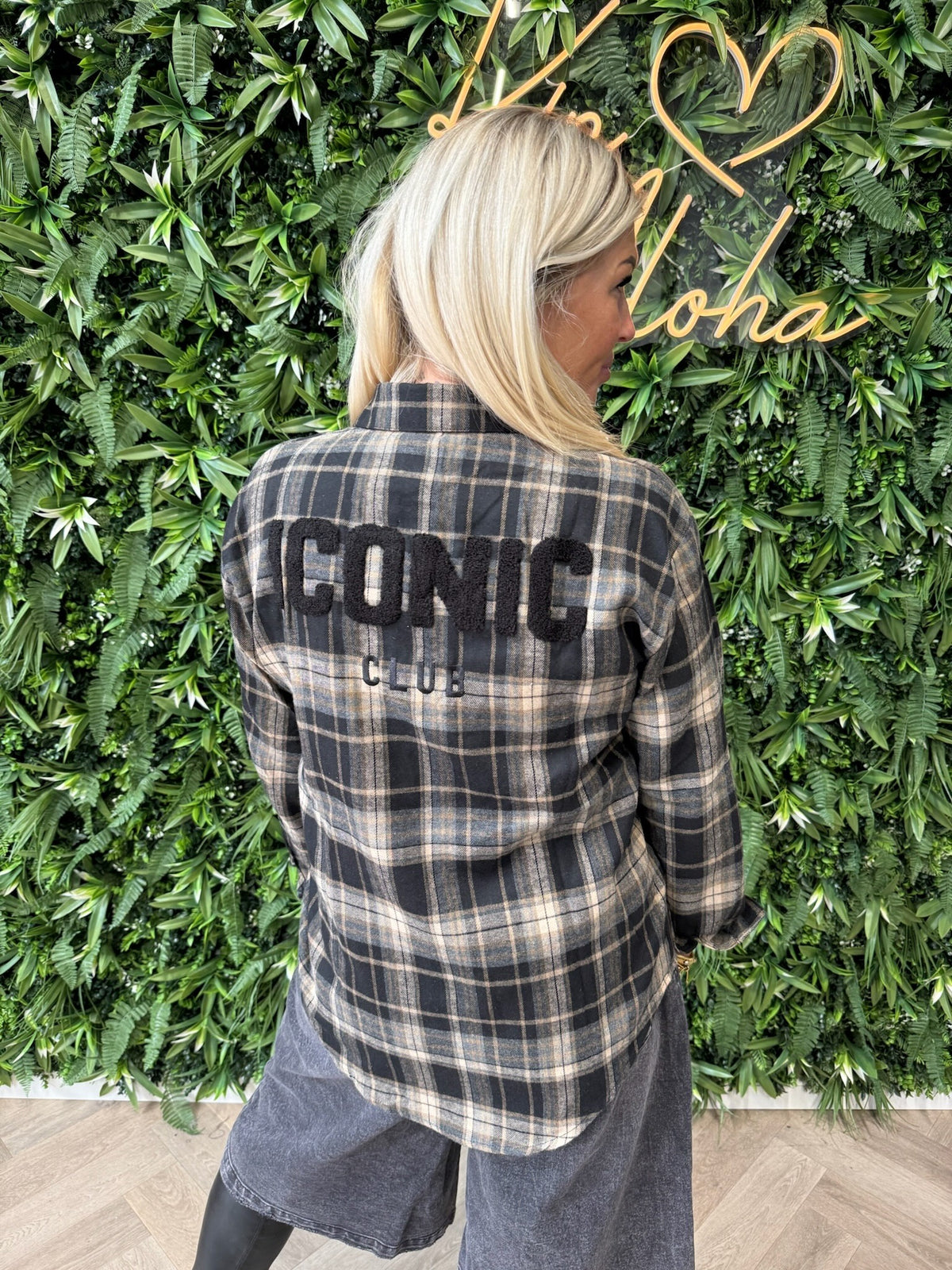 Geruite blouse iconic zwart