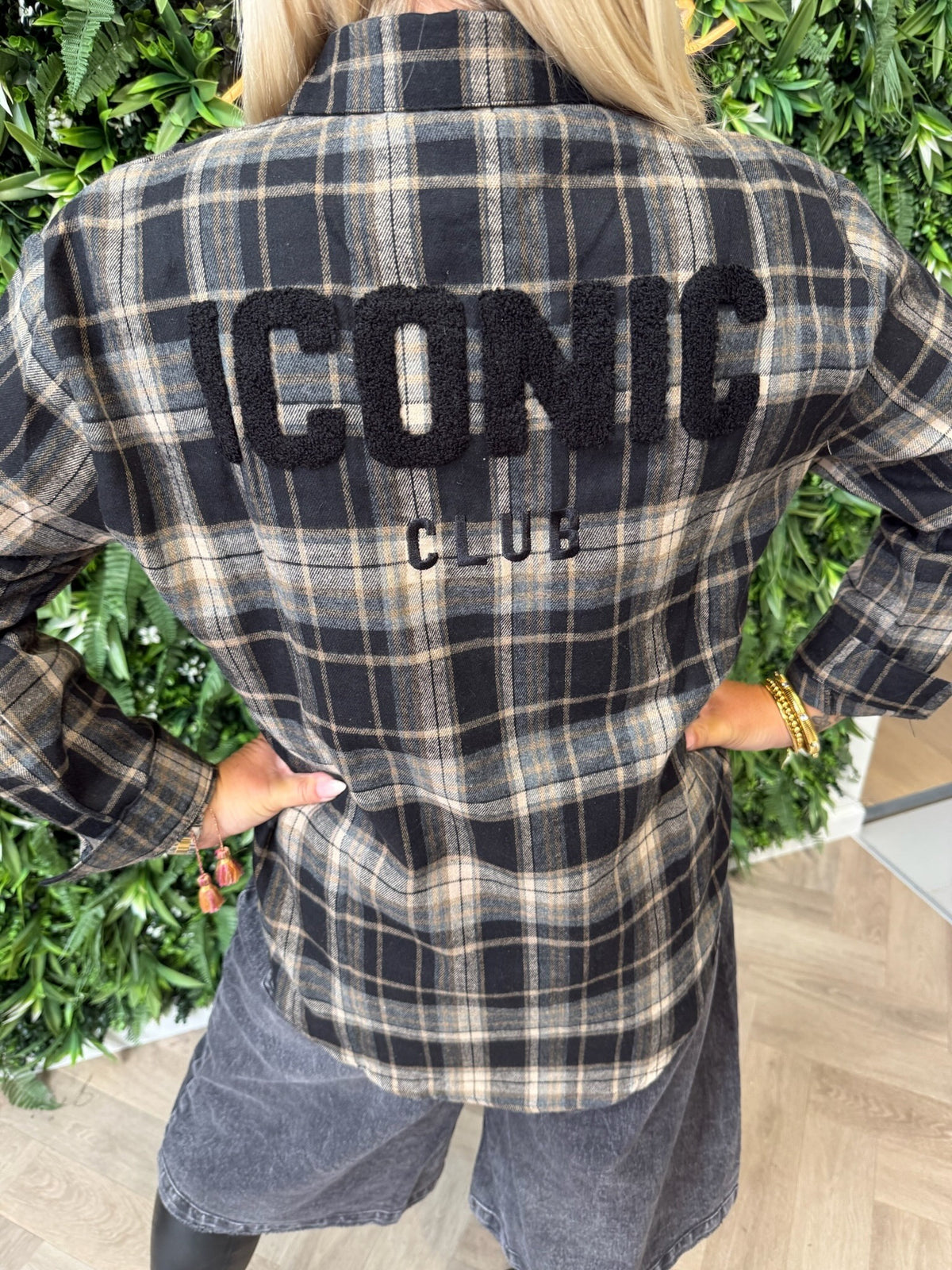 Geruite blouse iconic zwart