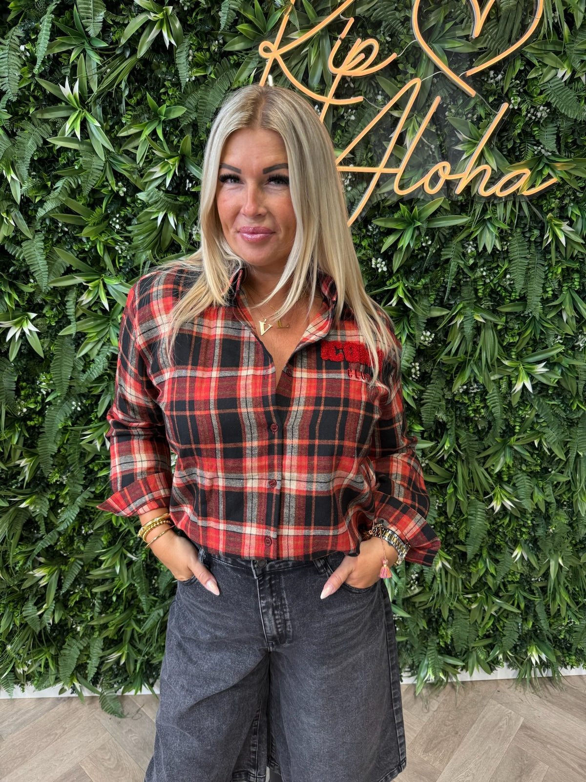 Geruite blouse iconic rood