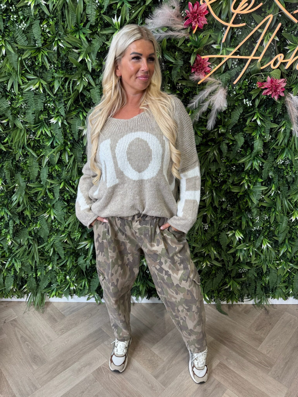Gebreide trui amour taupe