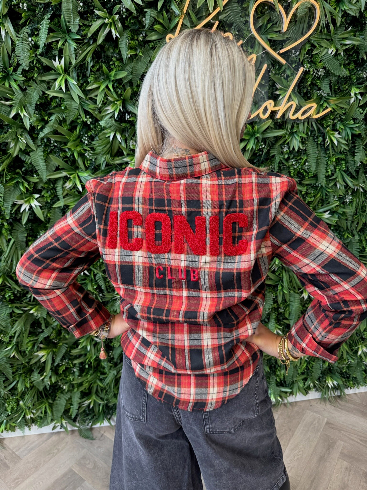 Geruite blouse iconic rood