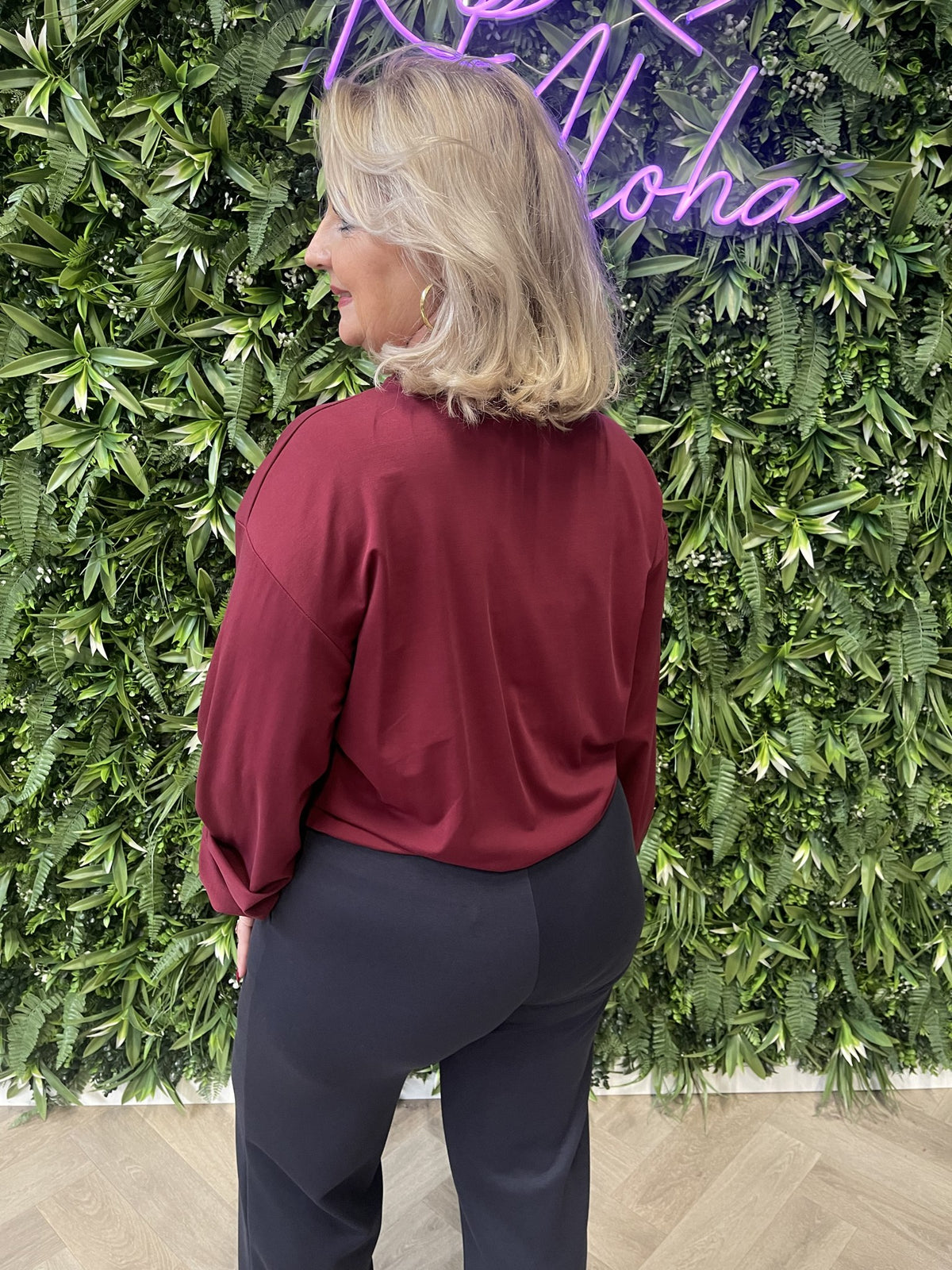 Basic trui elastiek bordeaux