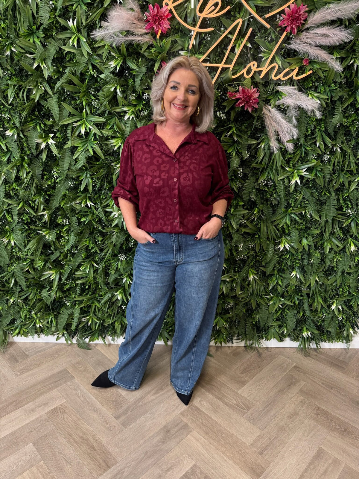 Blouse panterprint bordeaux