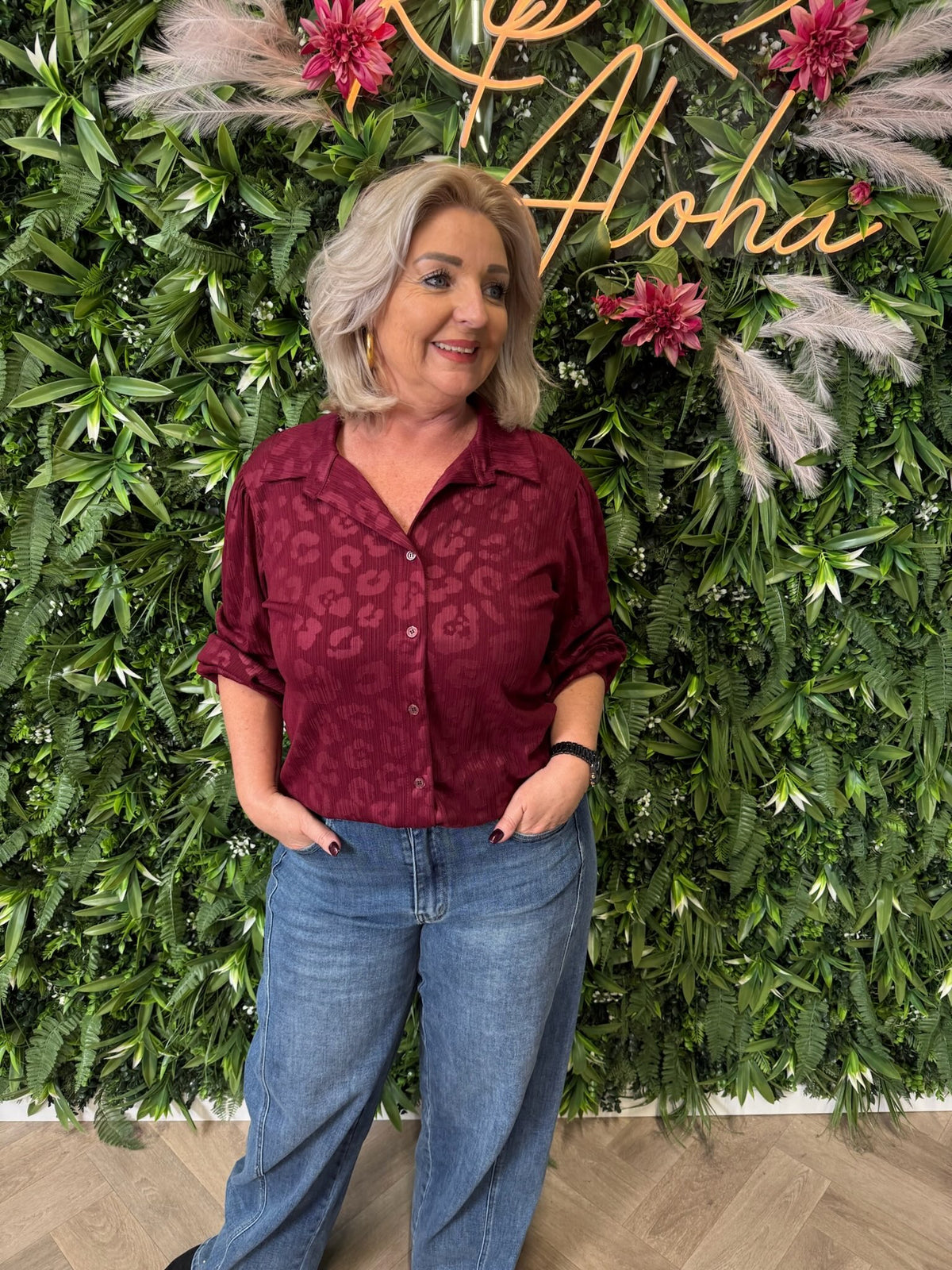 Blouse panterprint bordeaux
