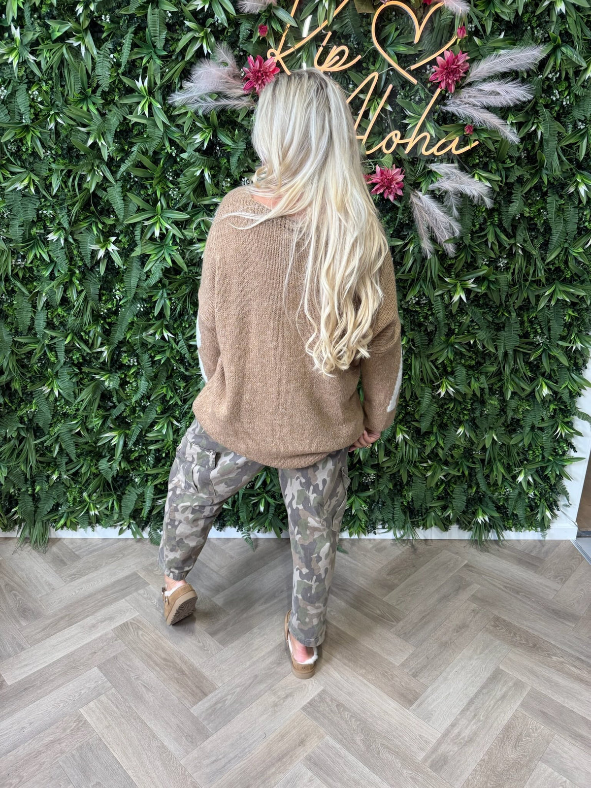 Gebreide trui amour camel
