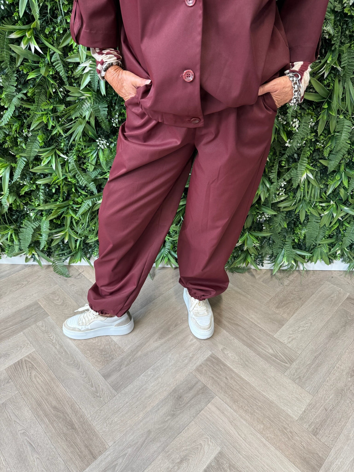 Tweedelig blazer set korte mouwen bordeaux