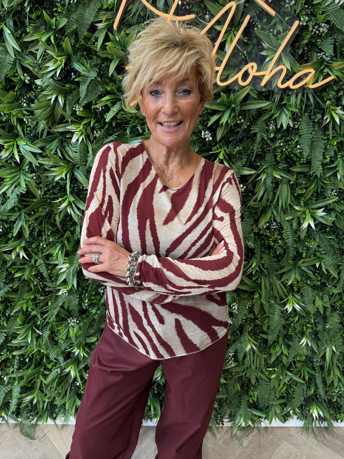 Top zebra print bordeaux