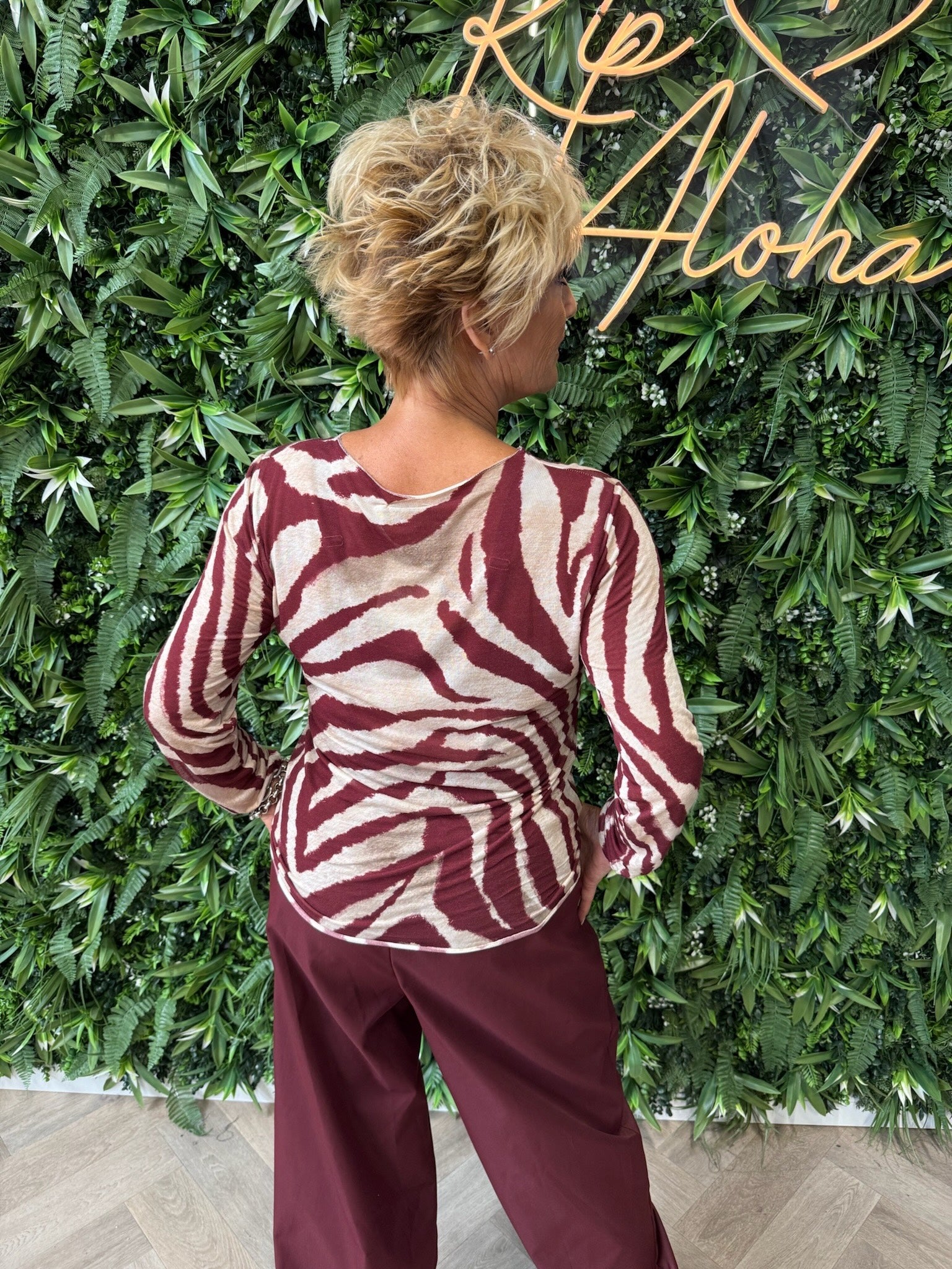 Top zebra print bordeaux