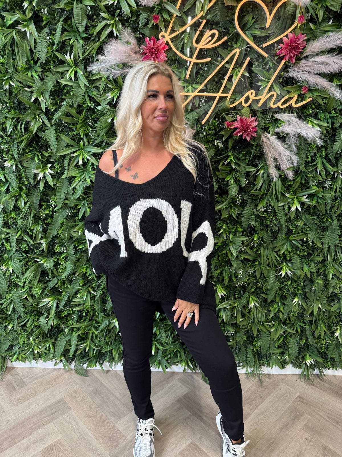 Gebreide trui amour zwart