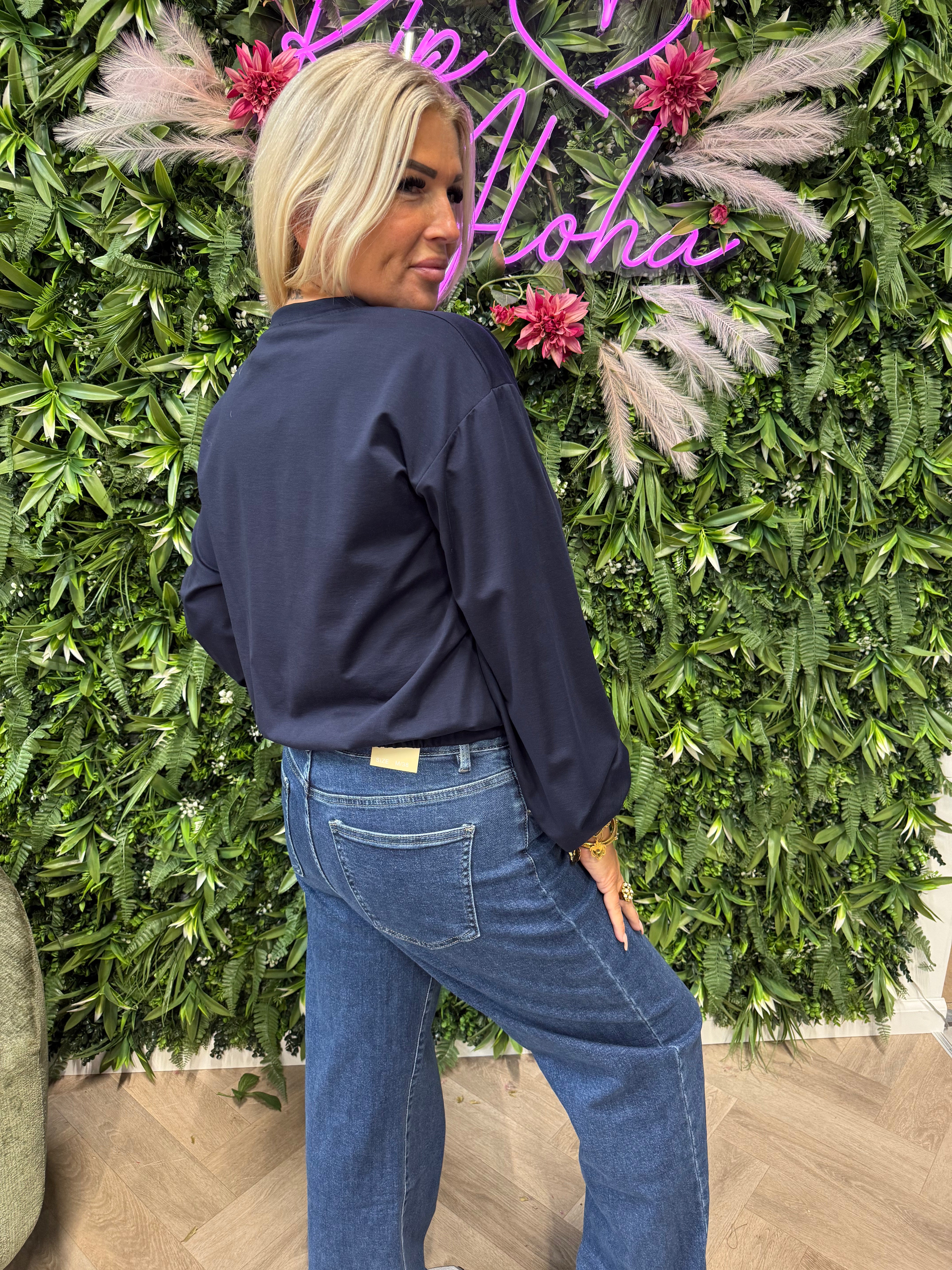 Basic trui elastiek marineblauw