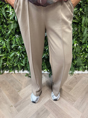 Wijde broek met naad taupe