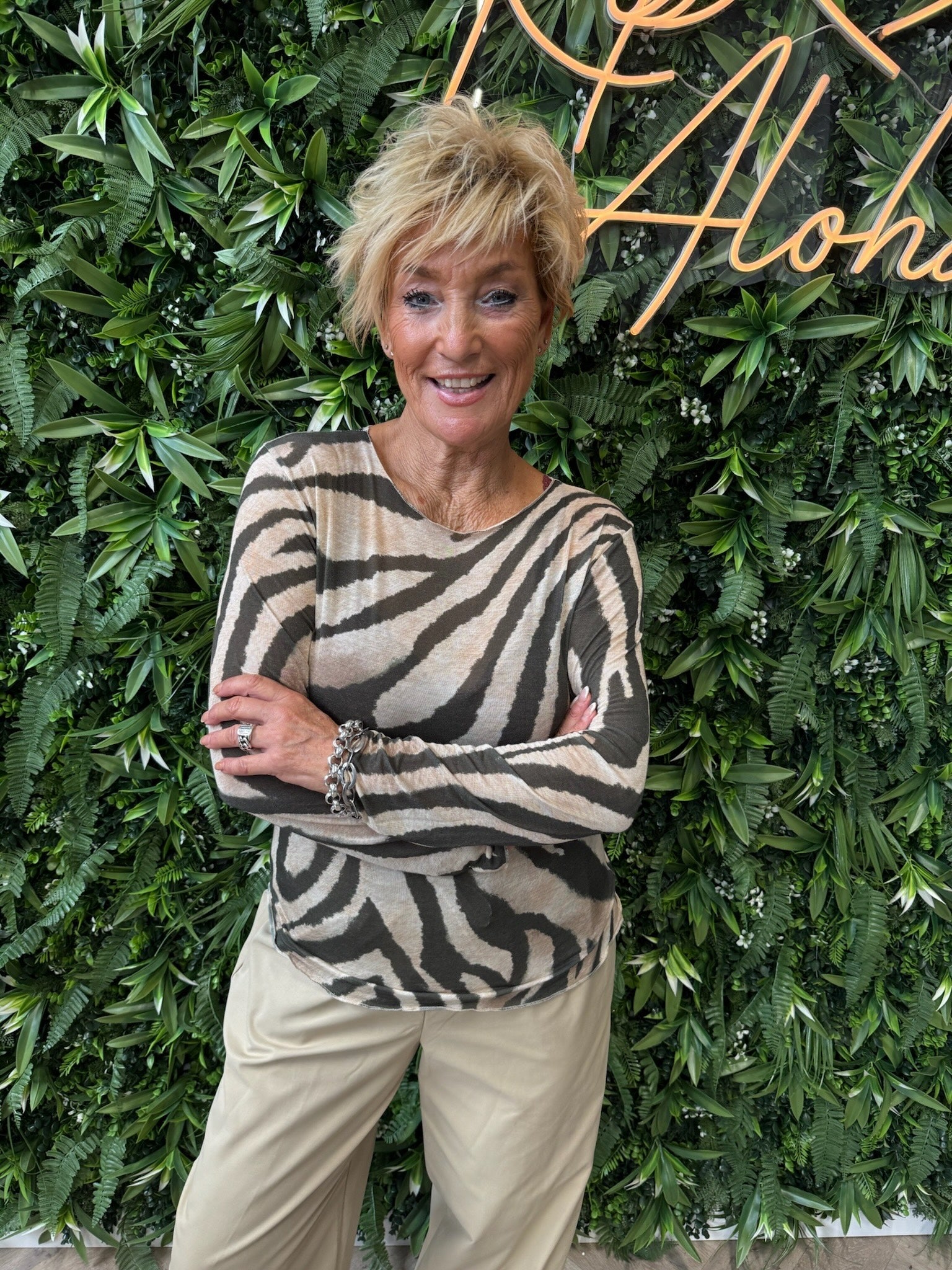 Top zebra print legergroen