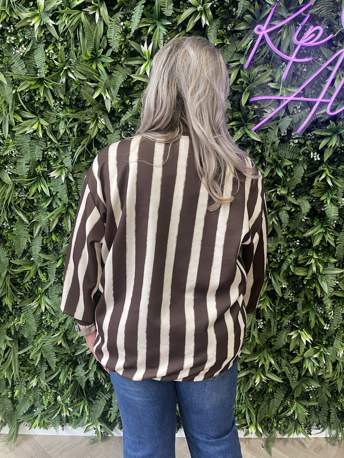 Gestreepte sweater malibu bruin/beige