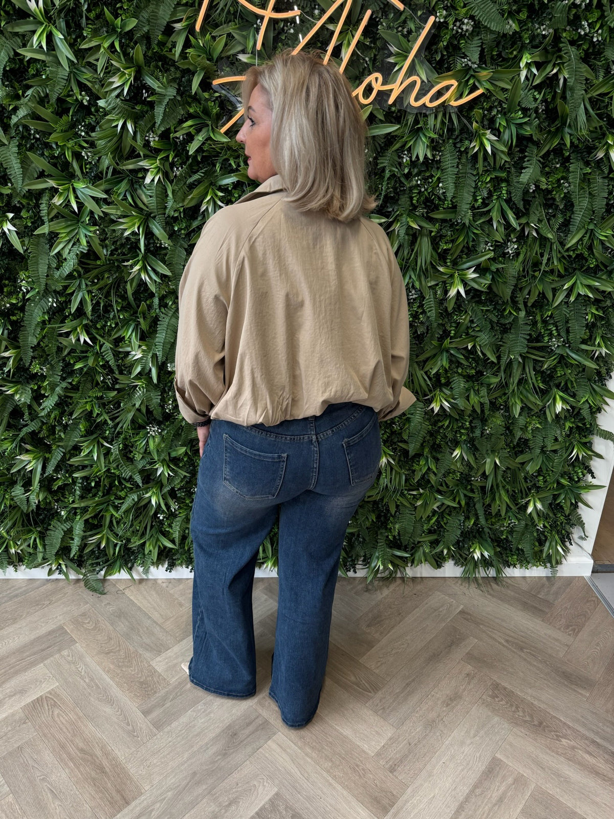 Cropped blouse met wijde mouwen camel